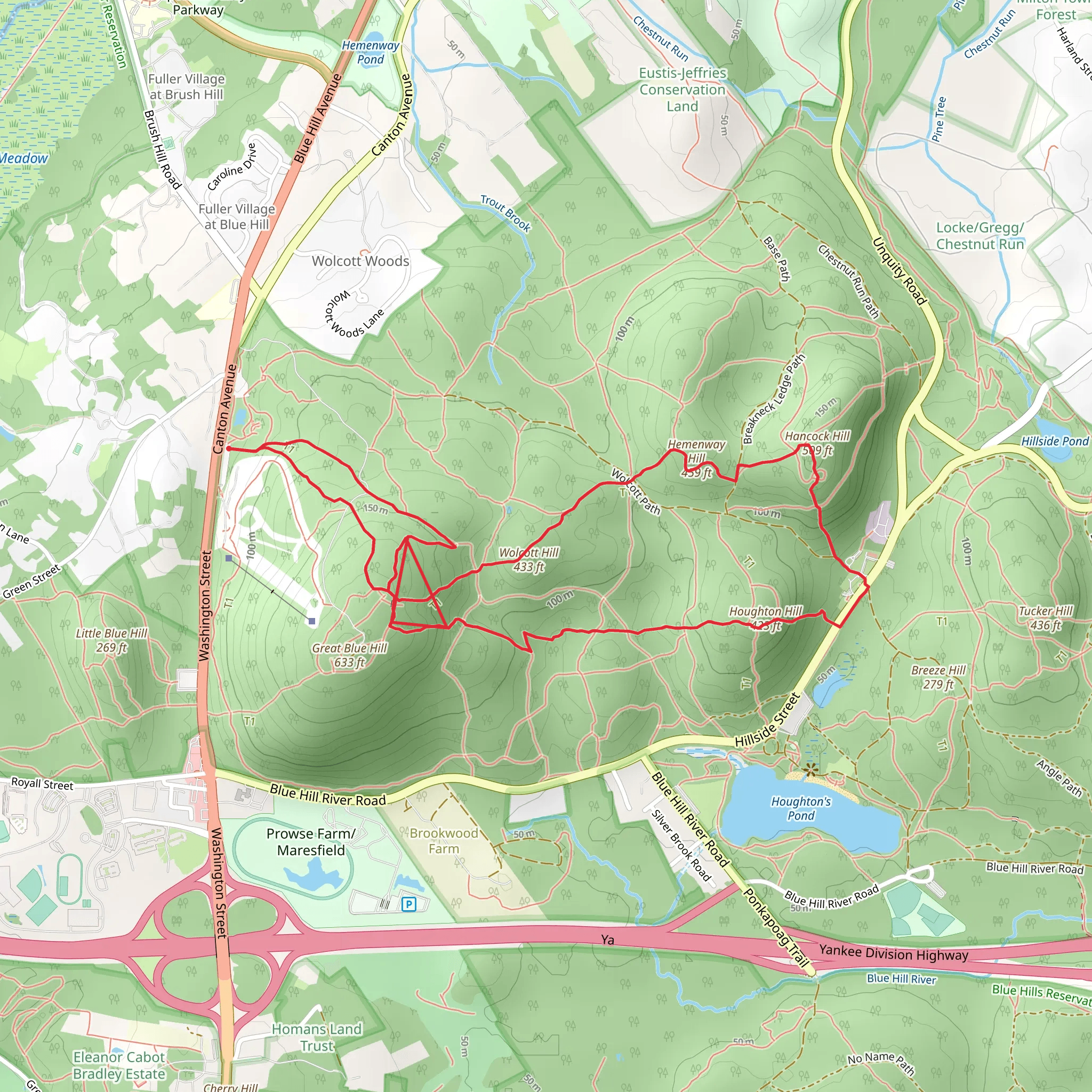 Wolcott - Hemenway - Hancock Hill Loop Trail mobile static map