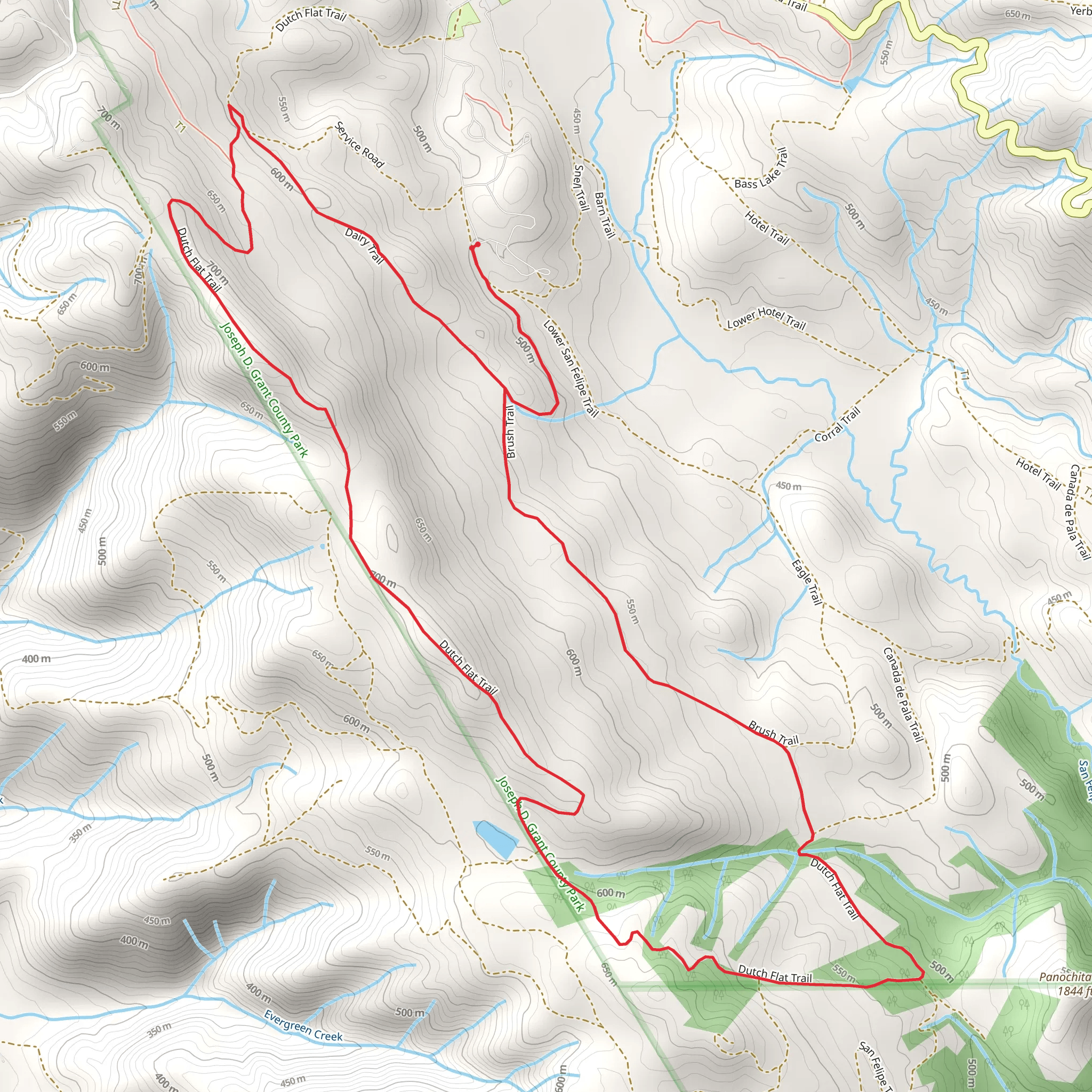 Bay Area Ridge Trail and Brush Loop Trail mobile static map