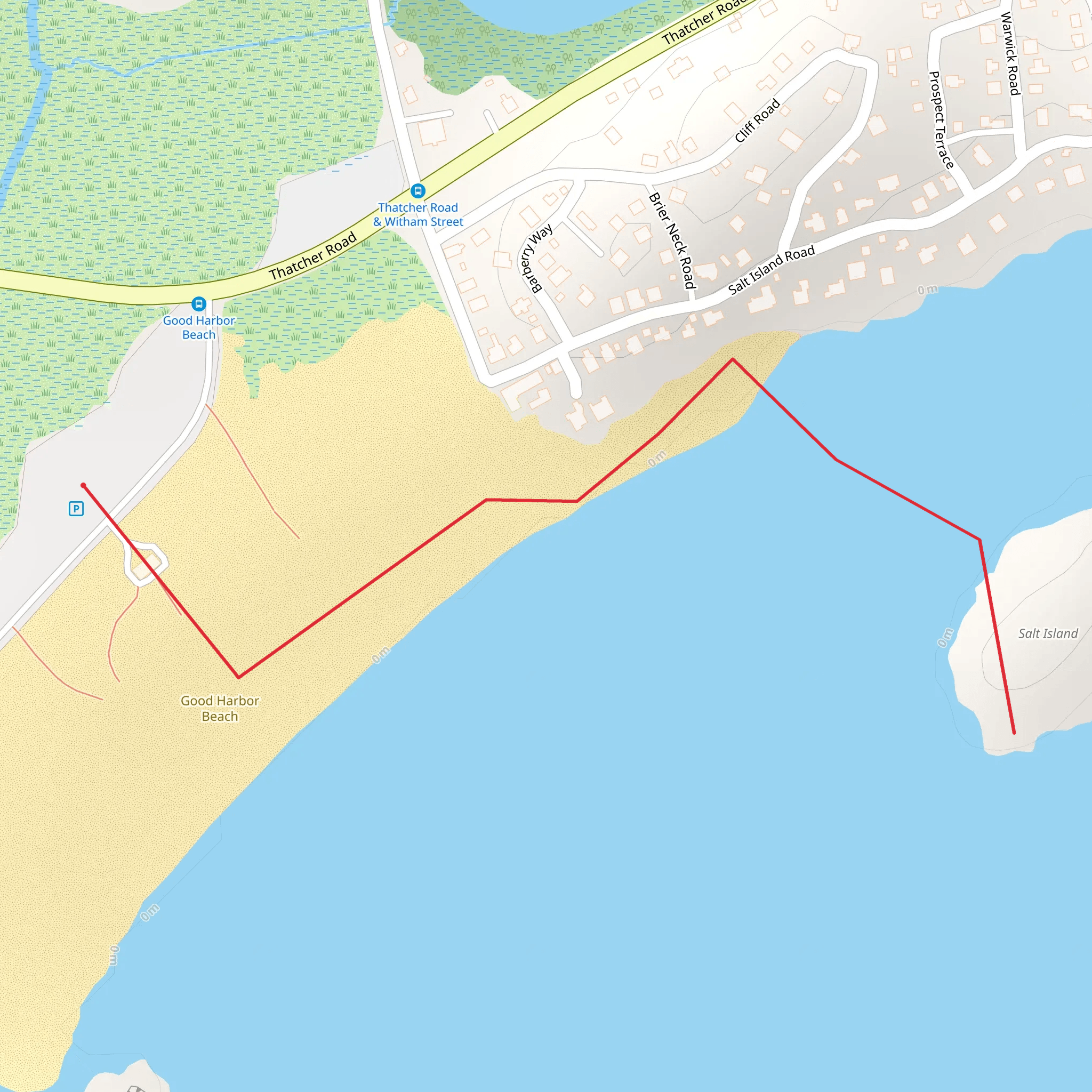 Good Harbor Beach to Salt Island Trail mobile static map