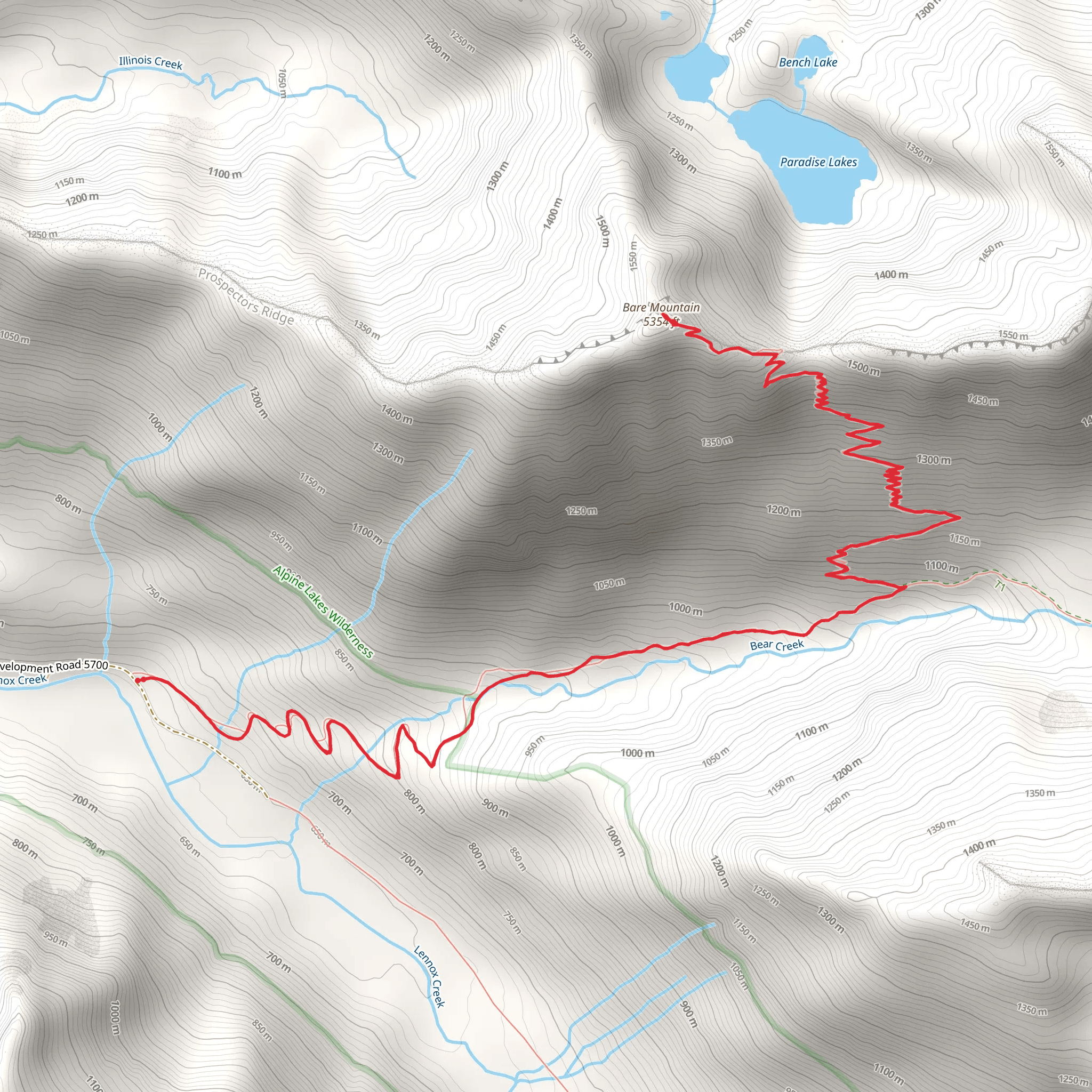 Bare Mountain Trail mobile static map