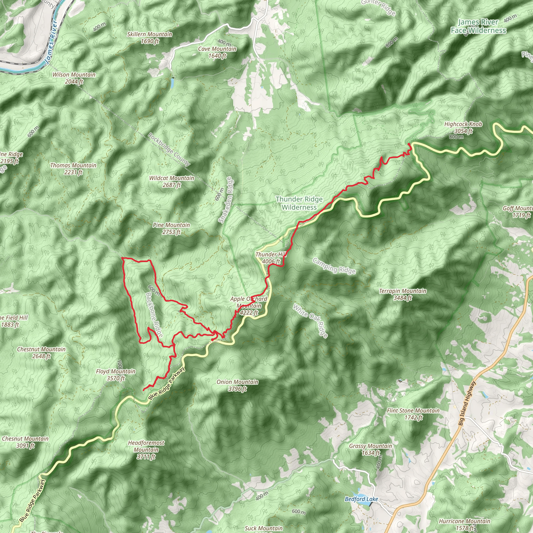 Appalachian and Apple Orchard Falls Trail mobile static map