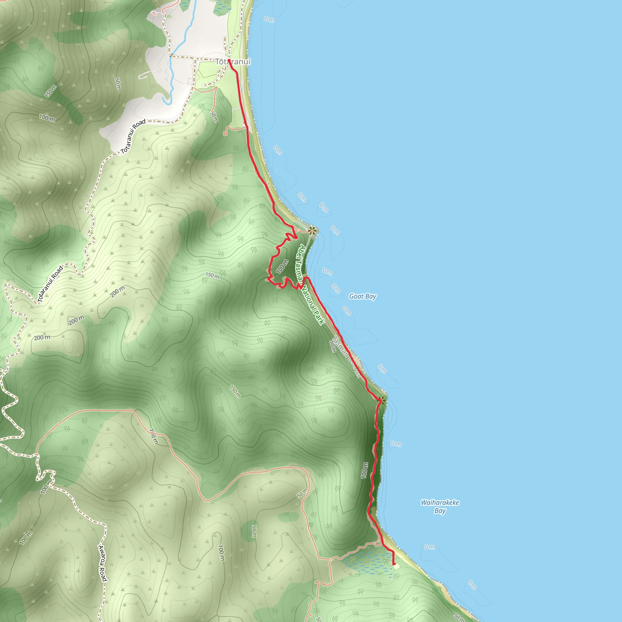 Totaranui Beach Track to Waiharakeke Bay mobile static map