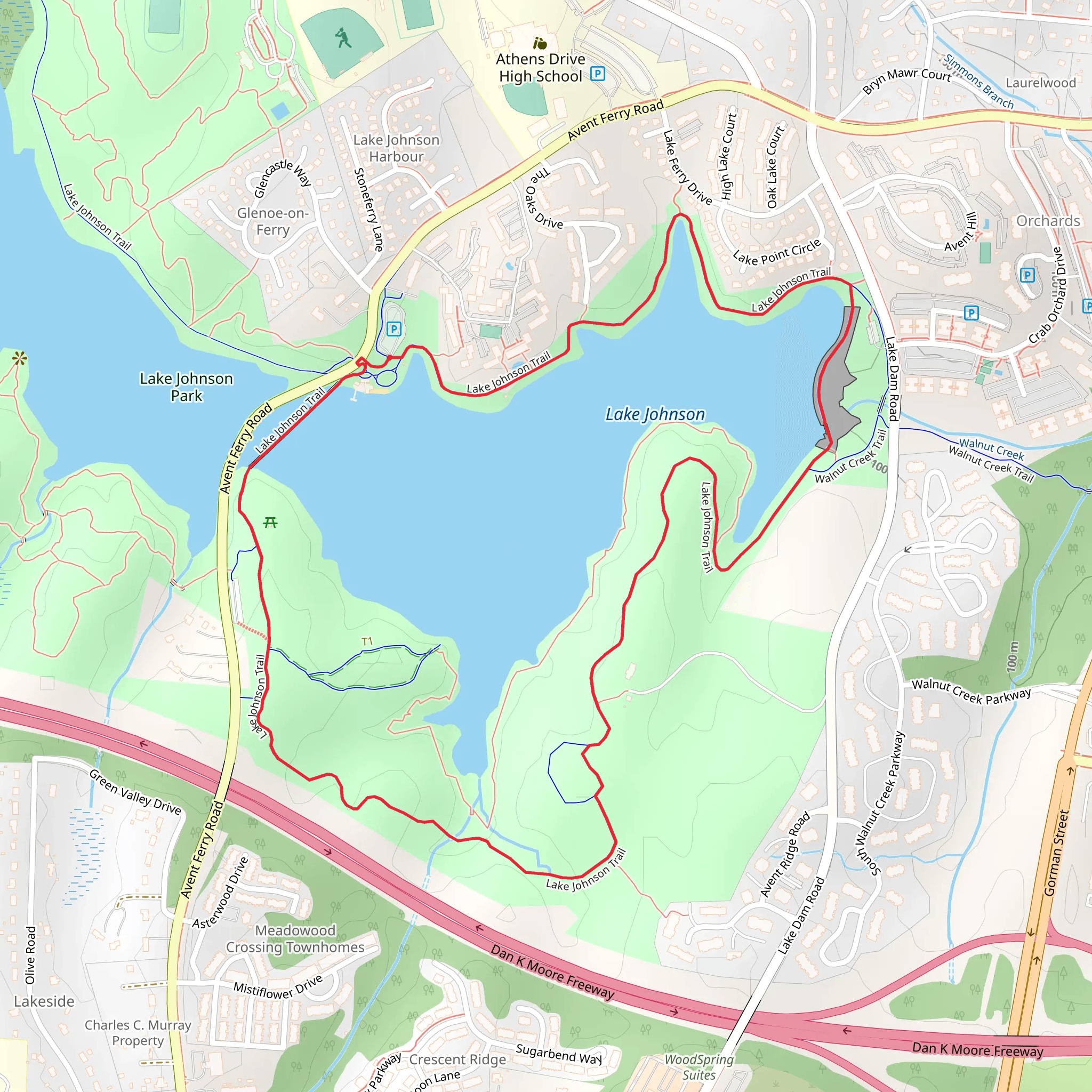 Lake Johnson Loop - East mobile static map