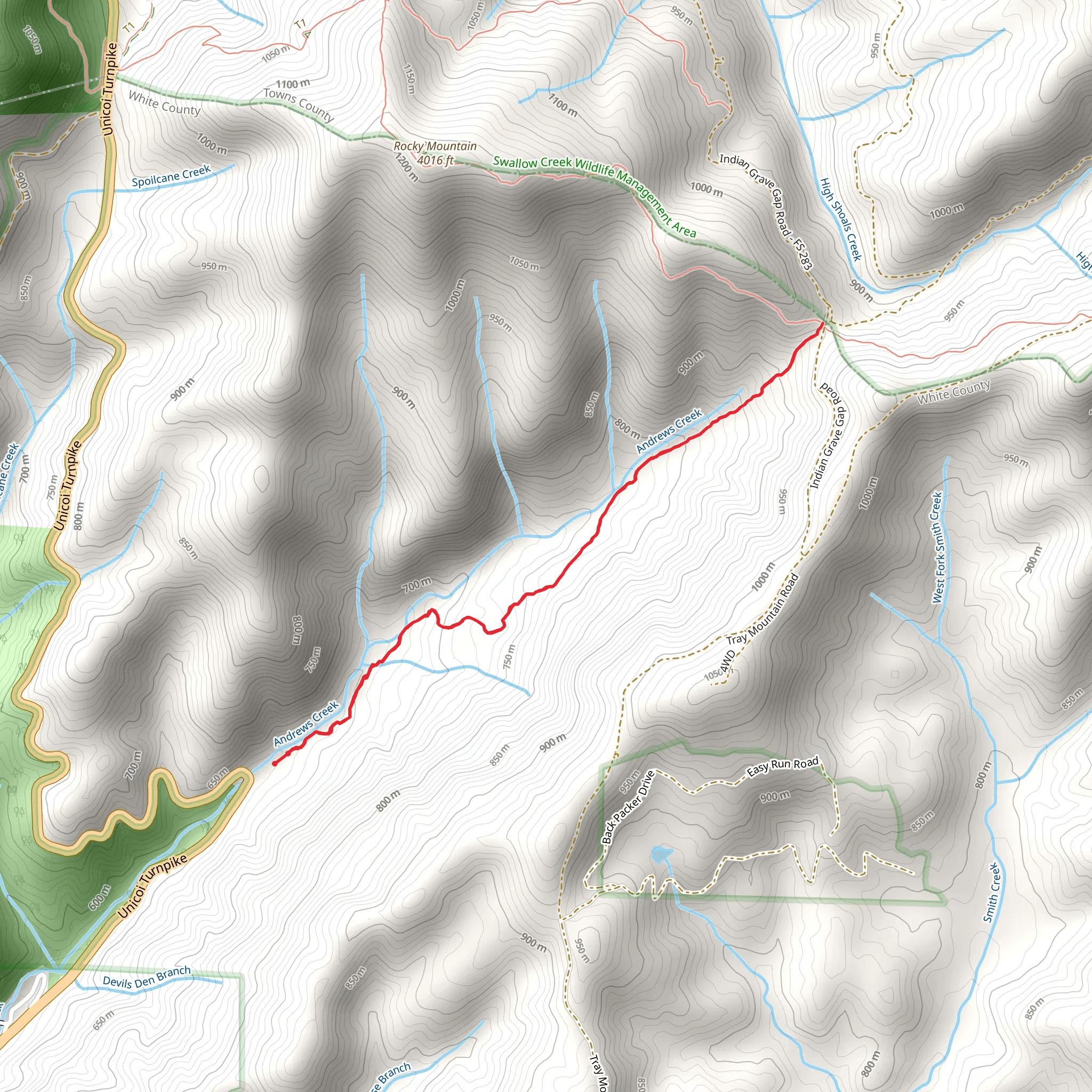 Andrews Cove Trail mobile static map