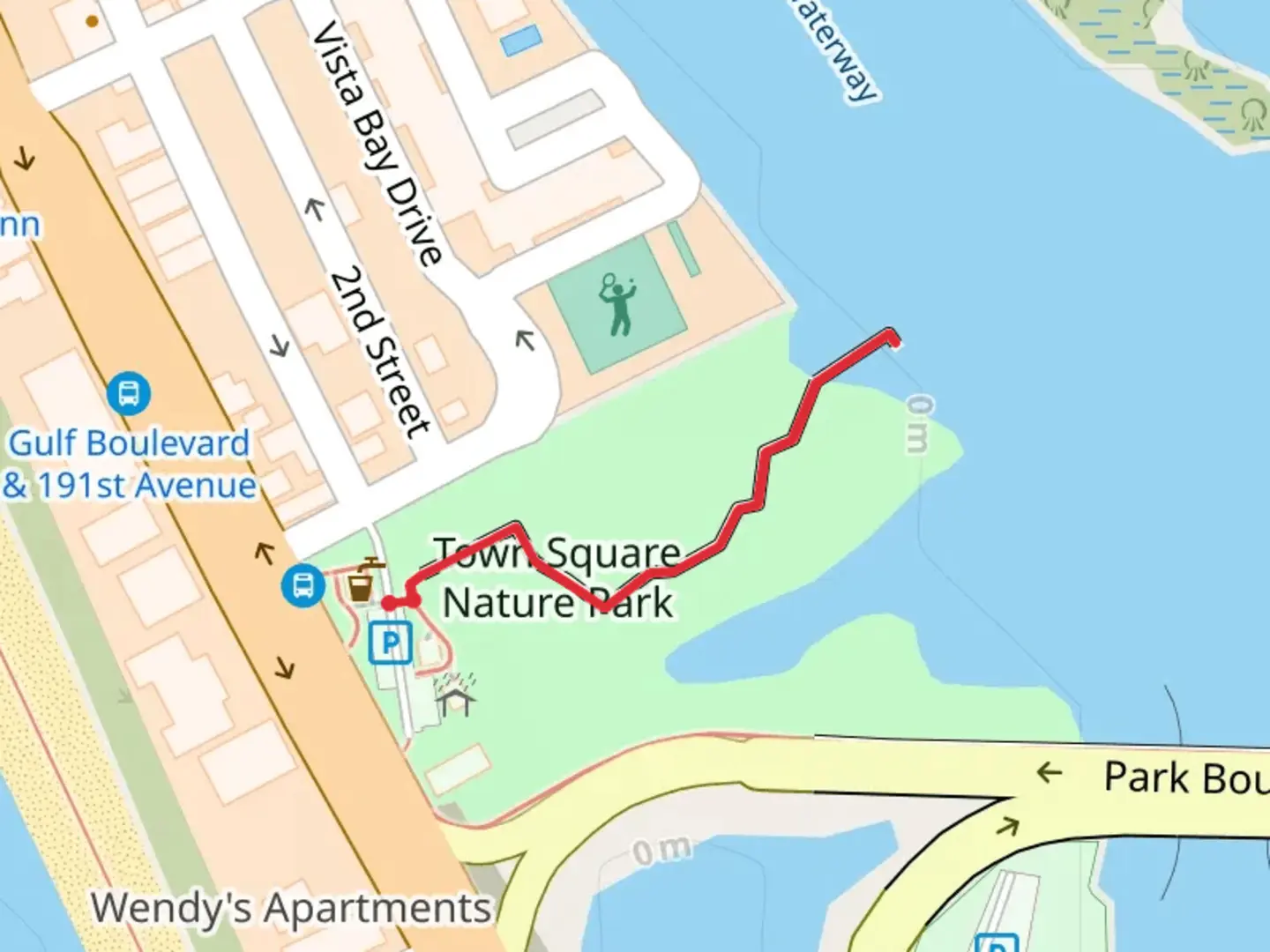 An image depicting the trail Town Square Nature Park and its surrounding area.