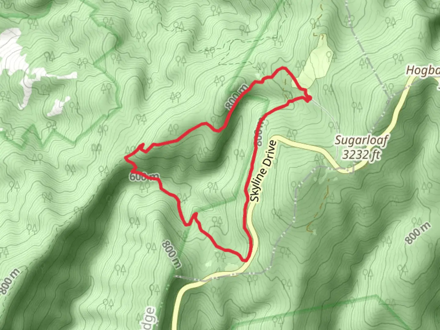 An image depicting the trail Elkwallow and Knob Mountain Loop Trail and its surrounding area.