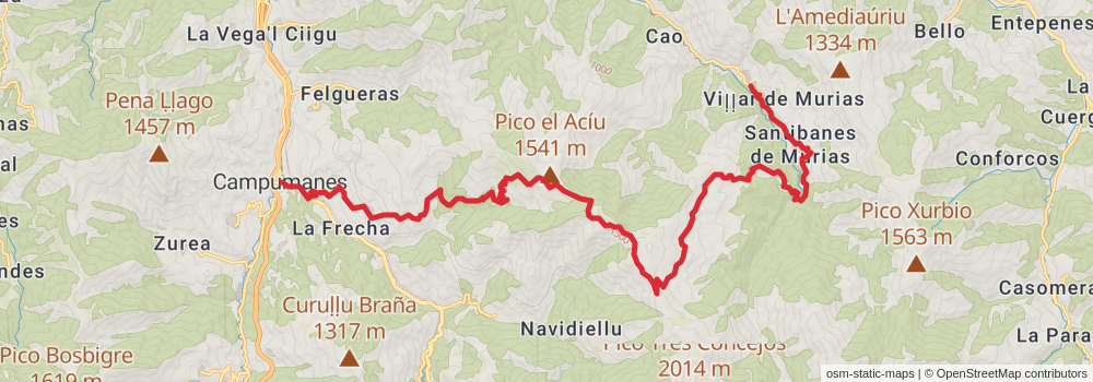 GR 109 Interior Asturias stage 13 Map