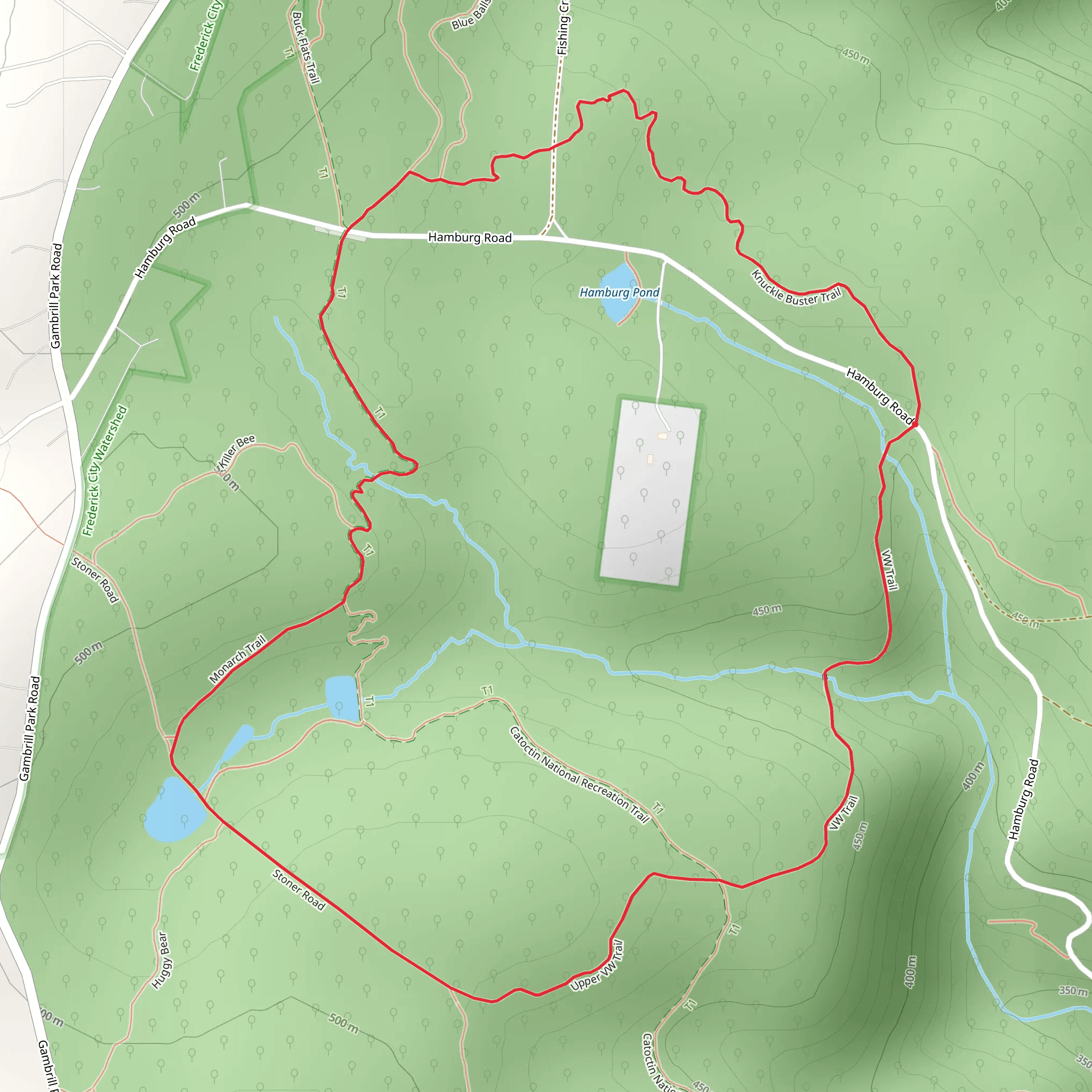 Knuckle Buster Trail, VW Trail and Catoctin National Recreation Trail Loop mobile static map