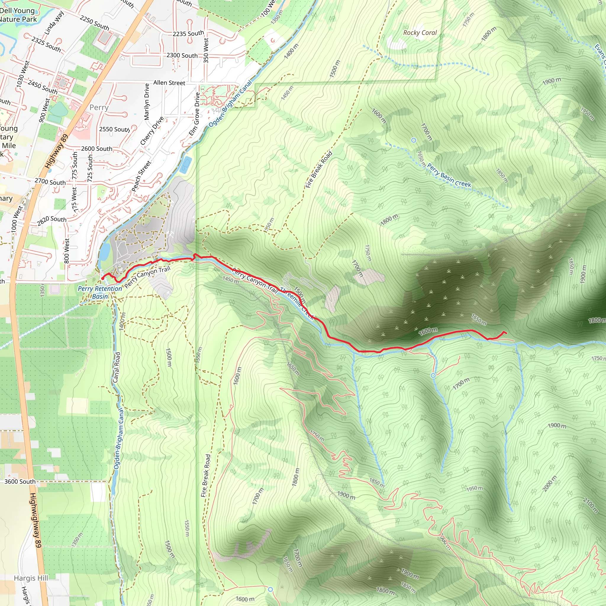 White Rock Trail and Perry Canyon Trail mobile static map