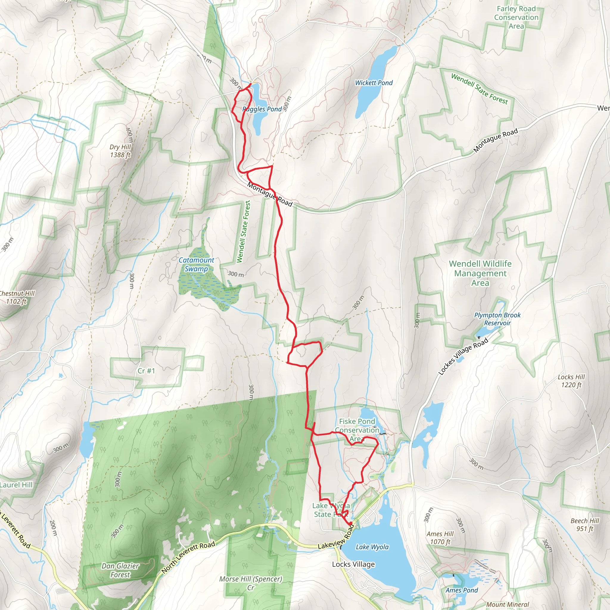 Ruggles Pond and Fiske Pond Loop mobile static map