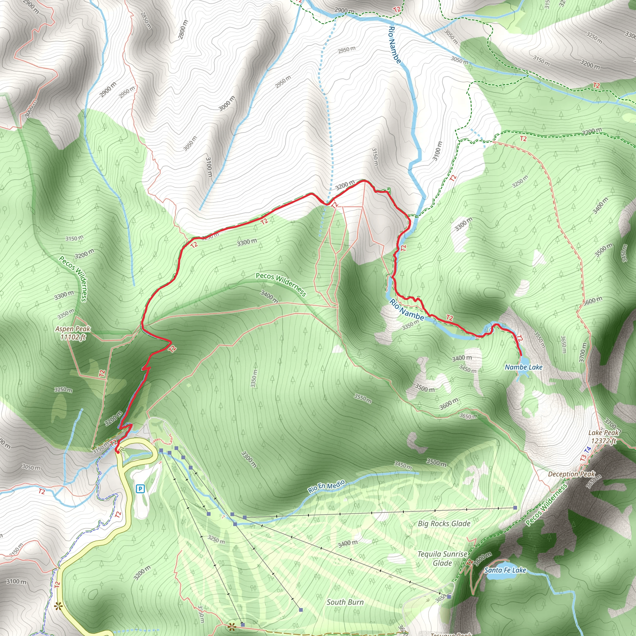 Nambe Lake via Winsor Trail mobile static map