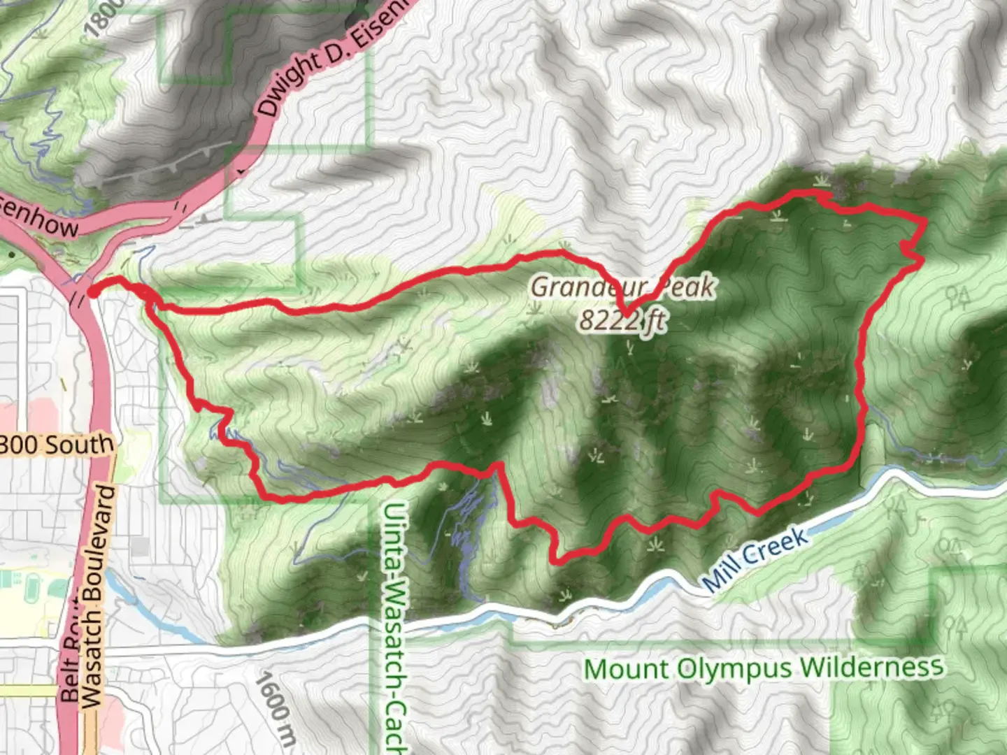 An image depicting the trail Grandeur Peak West and Pipeline Trail and its surrounding area.