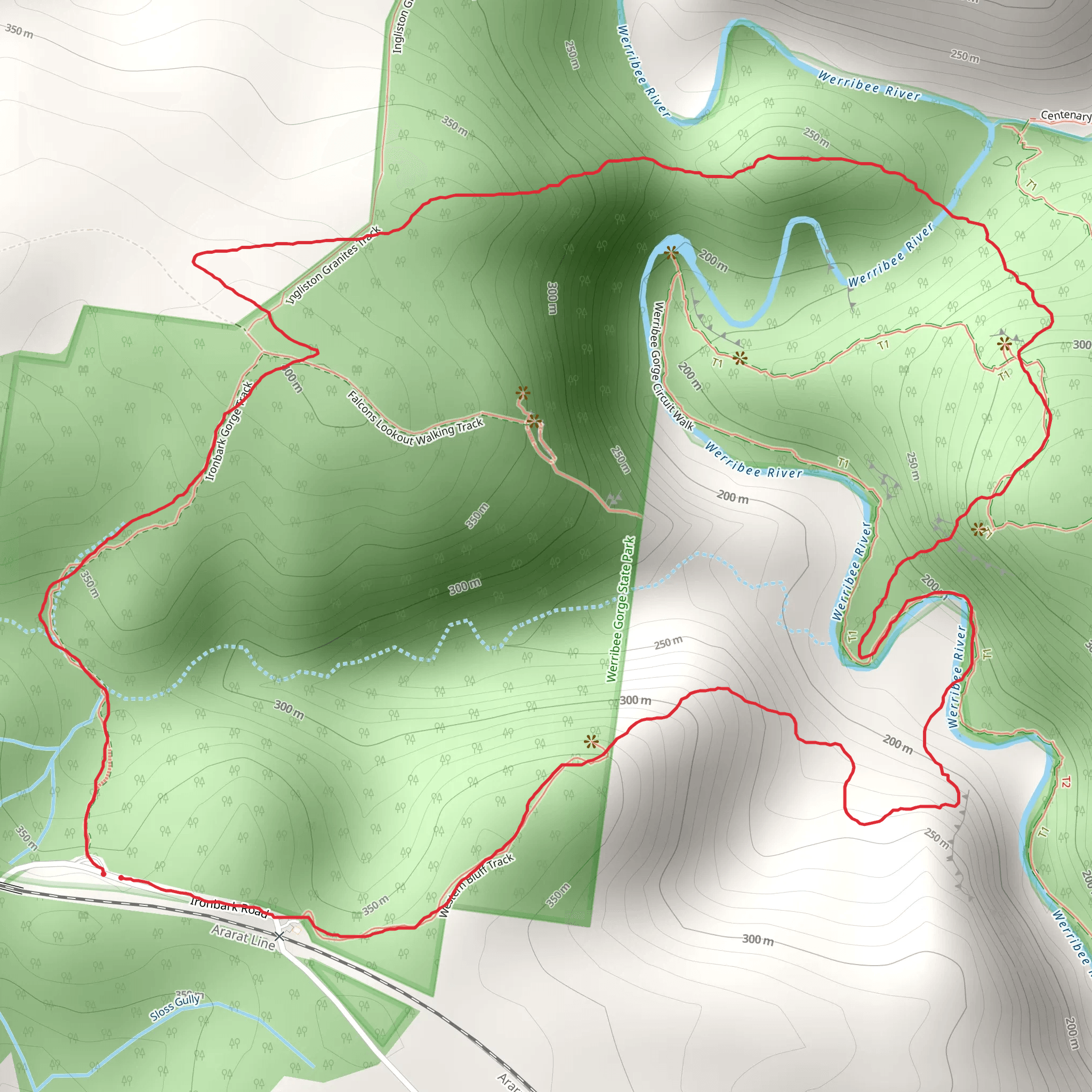 Werribee Gorge Trail mobile static map
