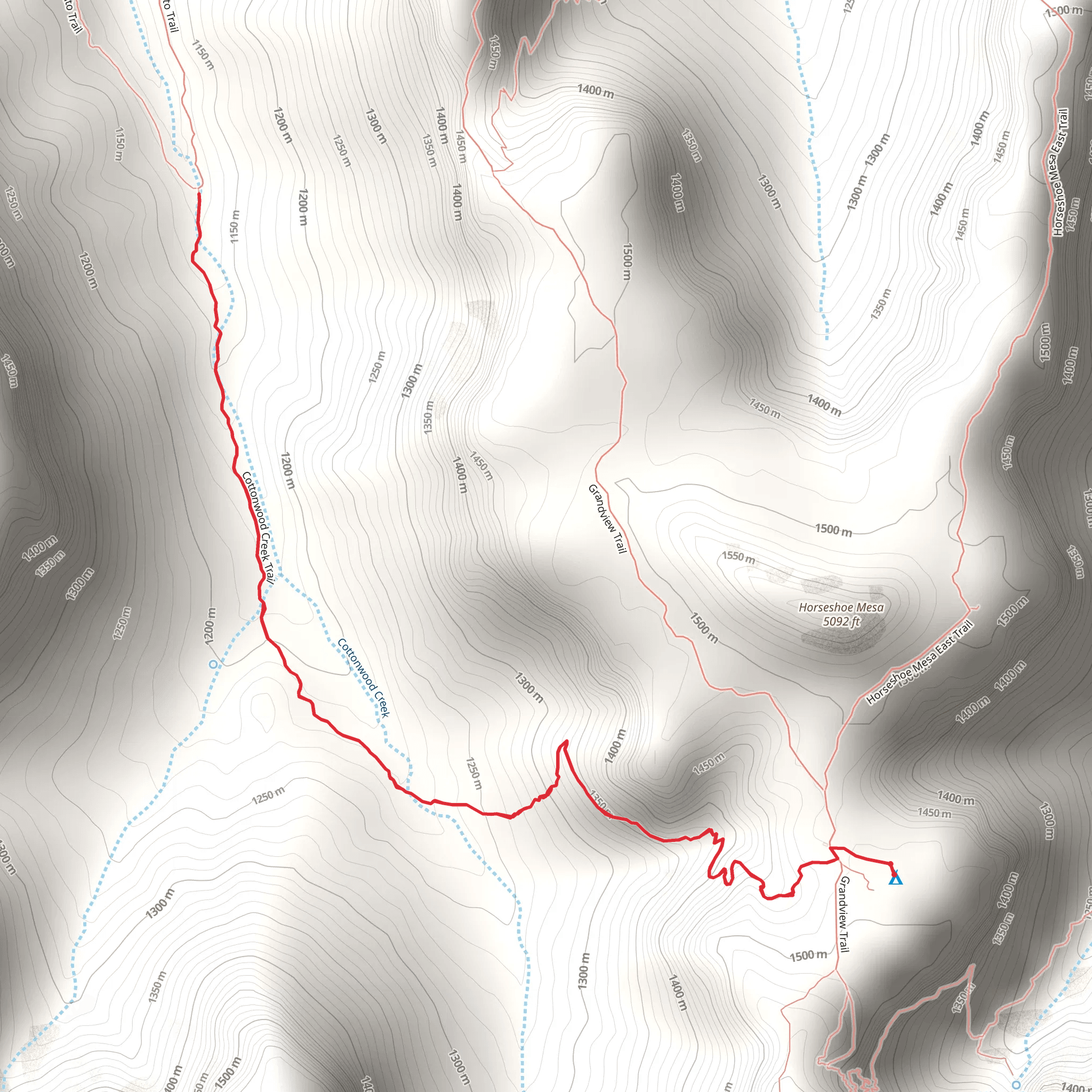 Cottonwood Creek Trail from Horseshoe Mesa Camp mobile static map