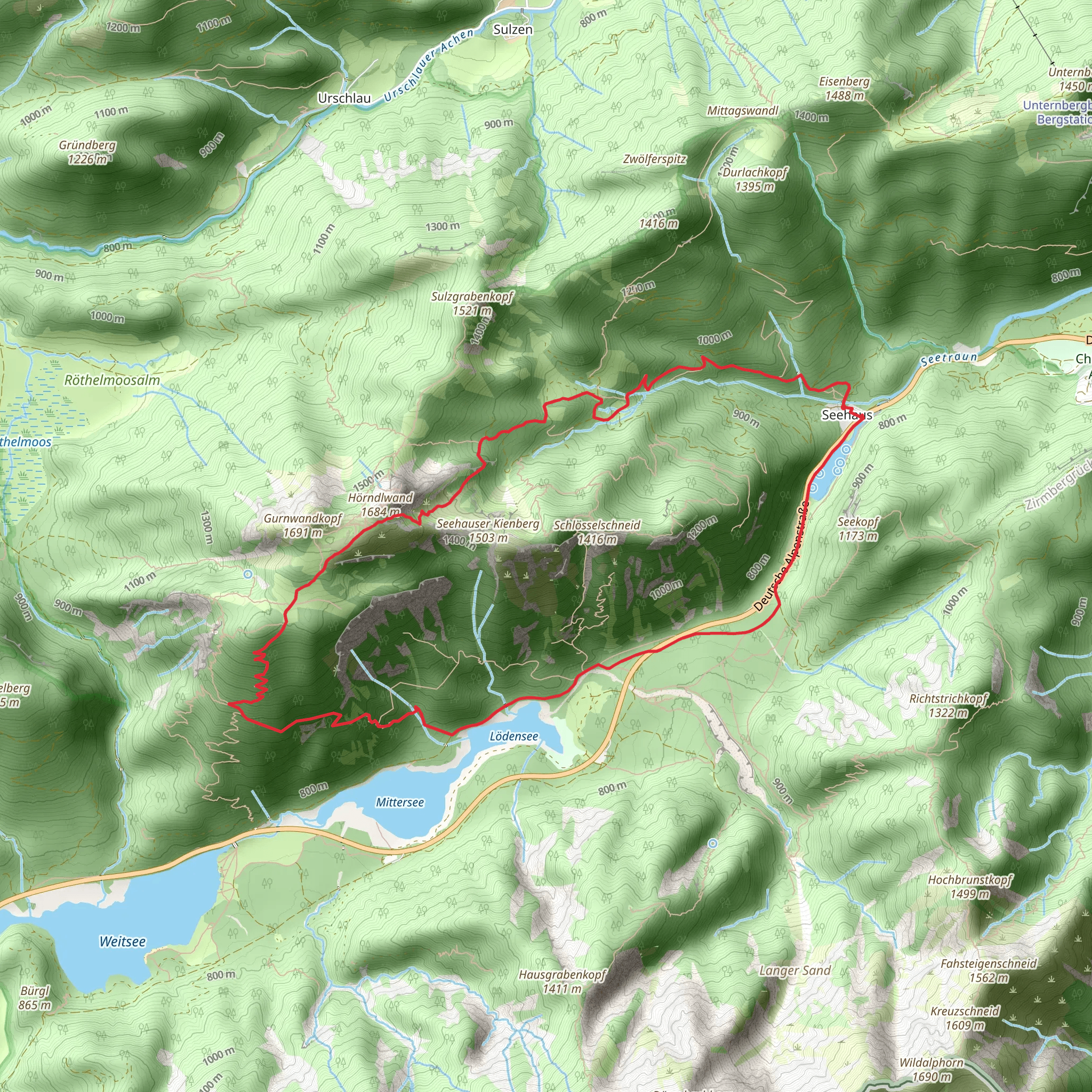 Forchensee to Lodensee Loop via Horndlwand mobile static map