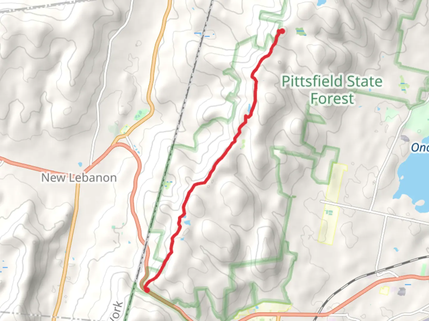 An image depicting the trail Tower Mountain via Taconic Crest Trail and its surrounding area.