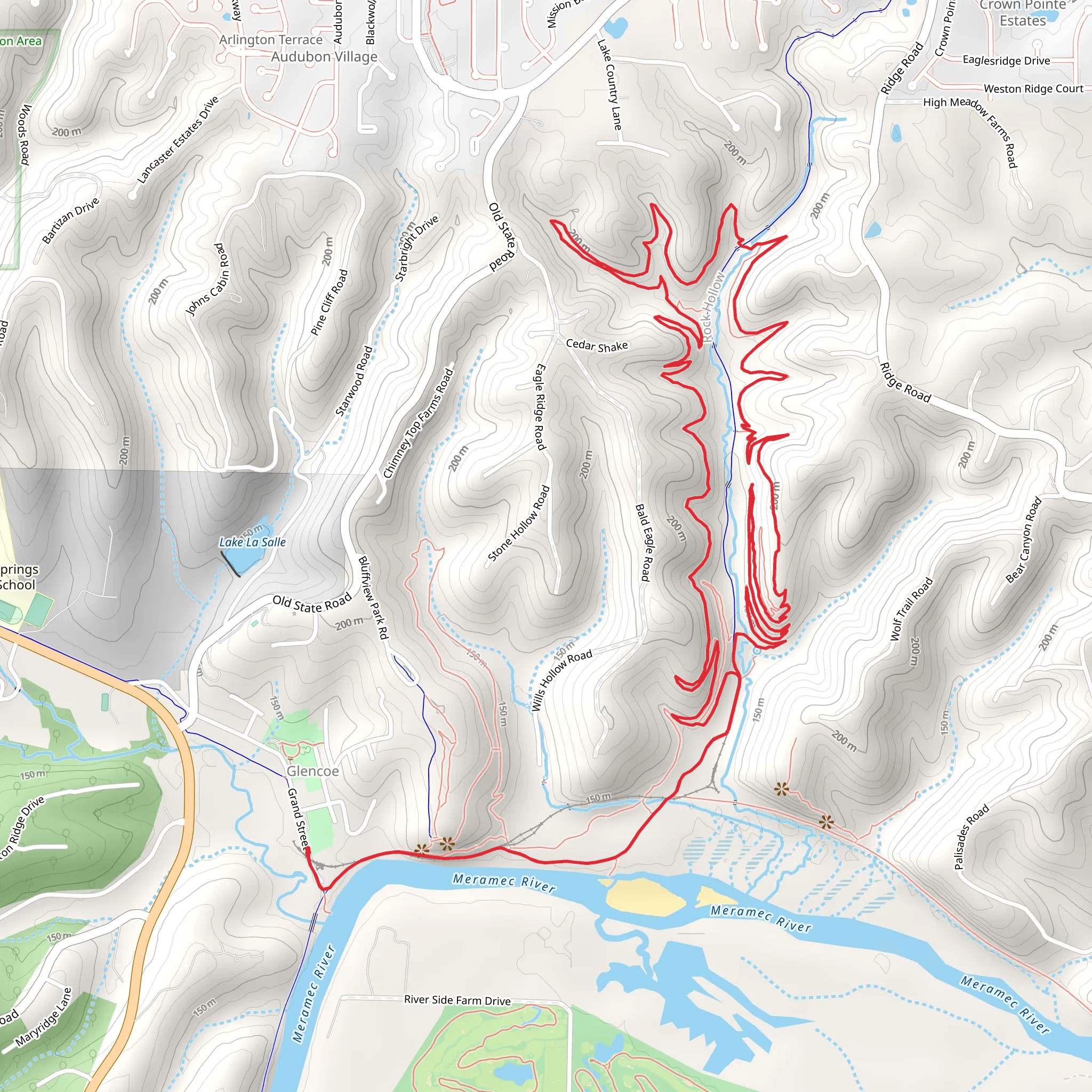 Zombie Trail and Rock Hollow Greenway Loop mobile static map