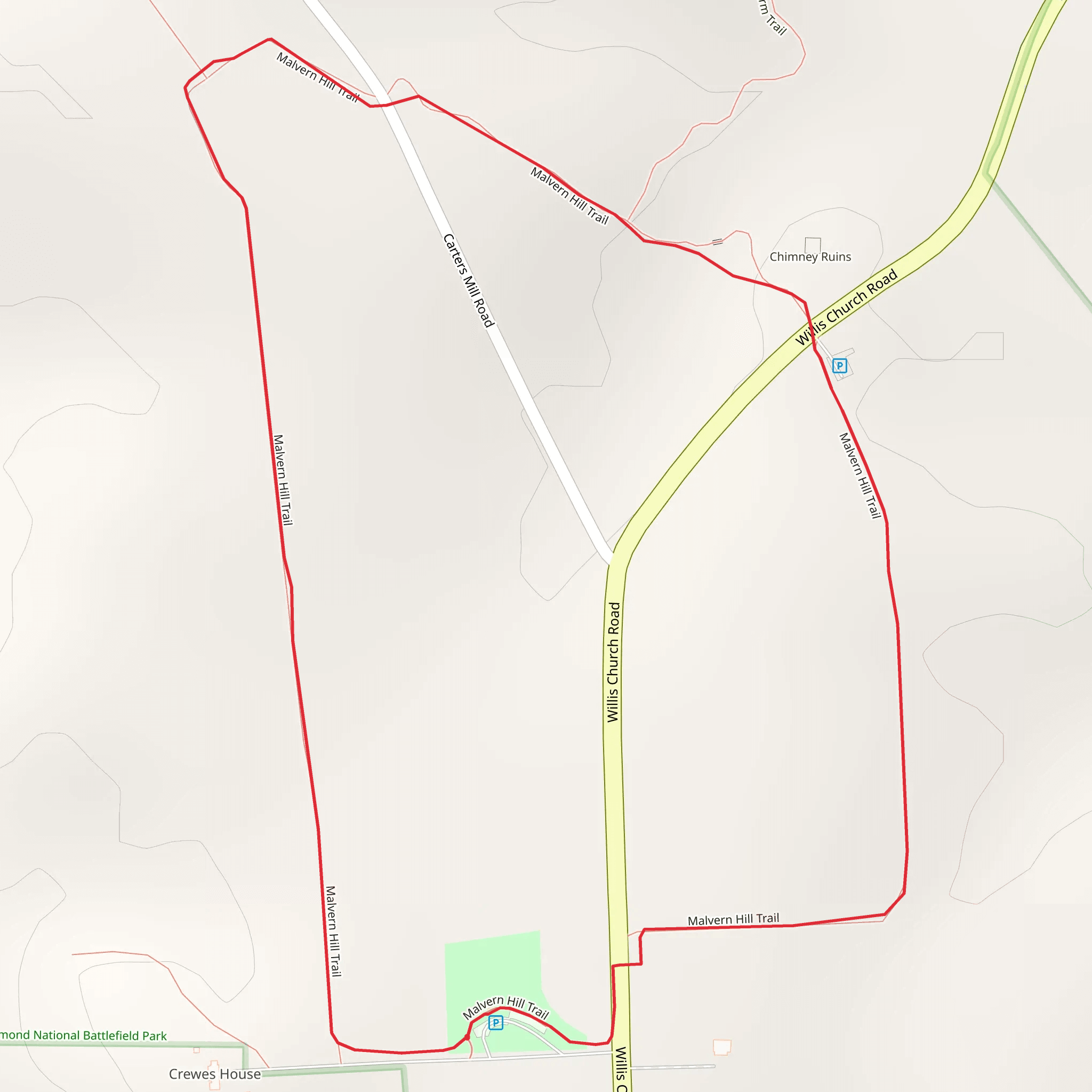 Malvern Hill Loop Trail mobile static map