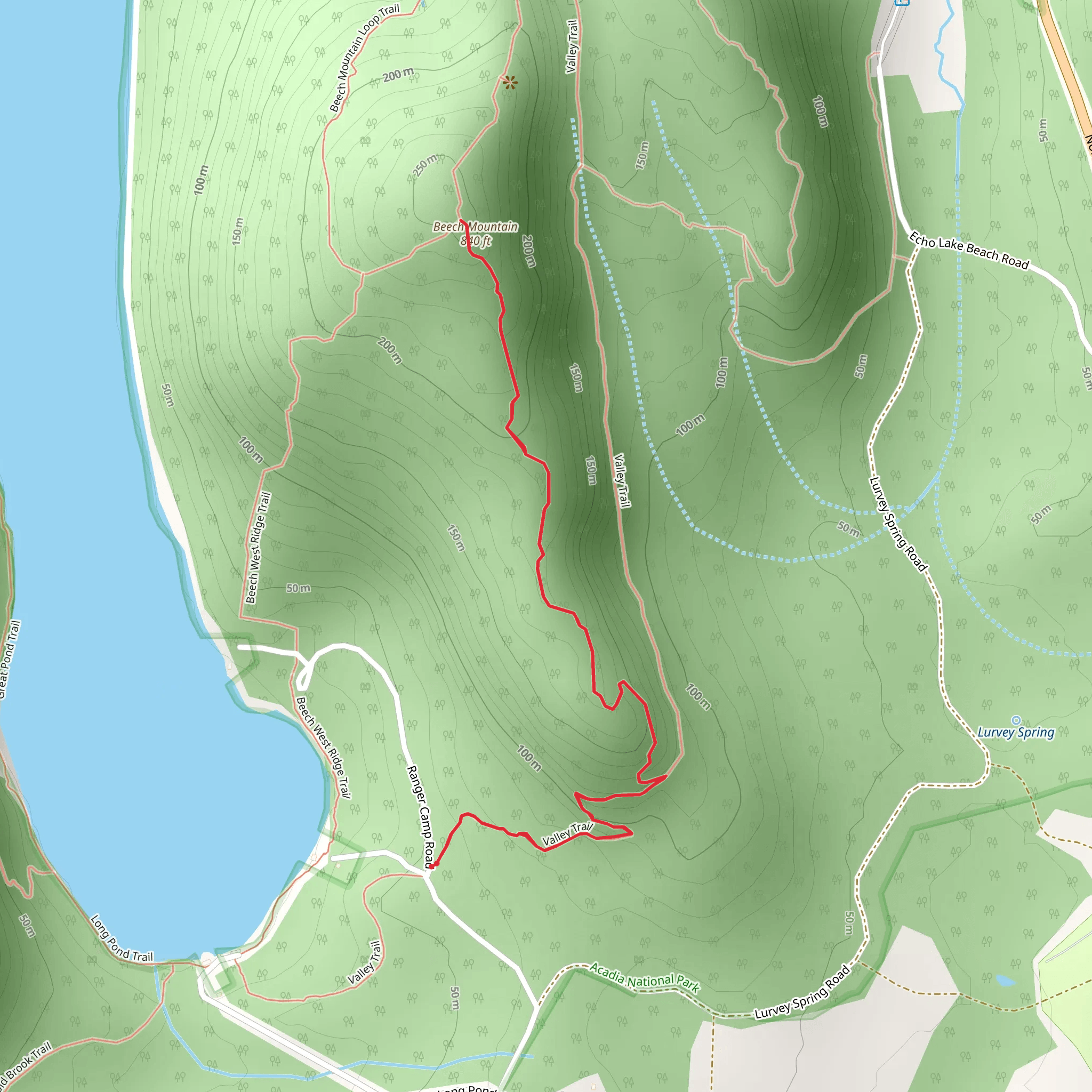 Beech South Ridge via Valley Trail mobile static map