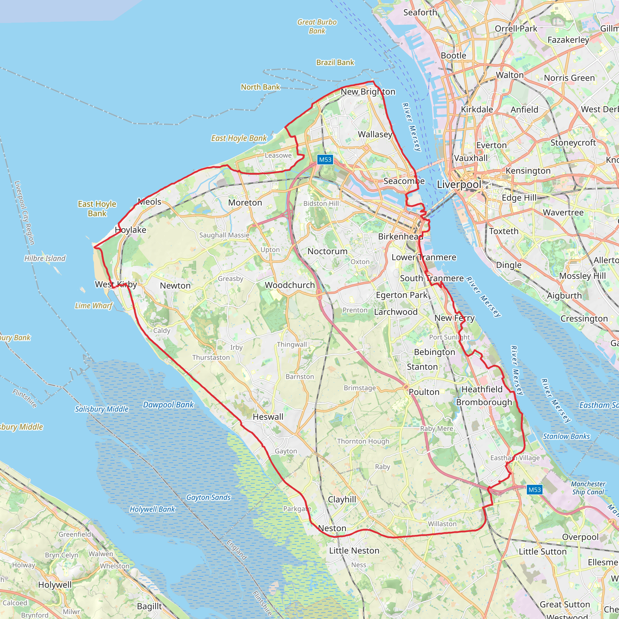 Wirral Circular Trail mobile static map