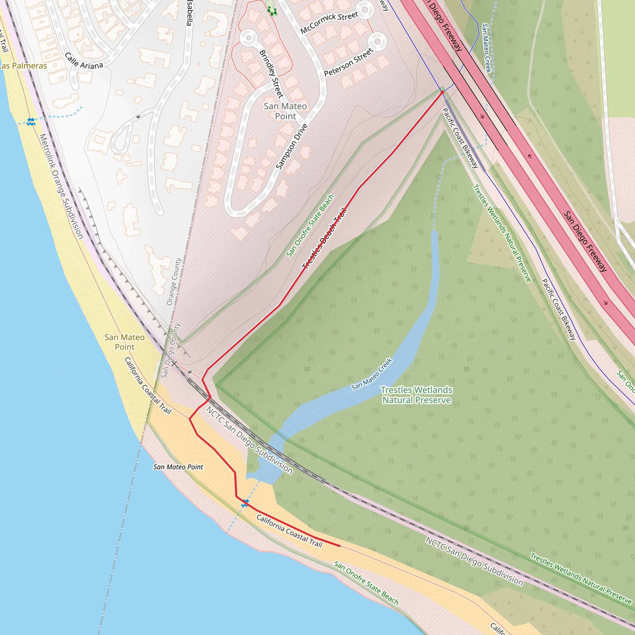 Trestles Beach and California Coastal Trail mobile static map