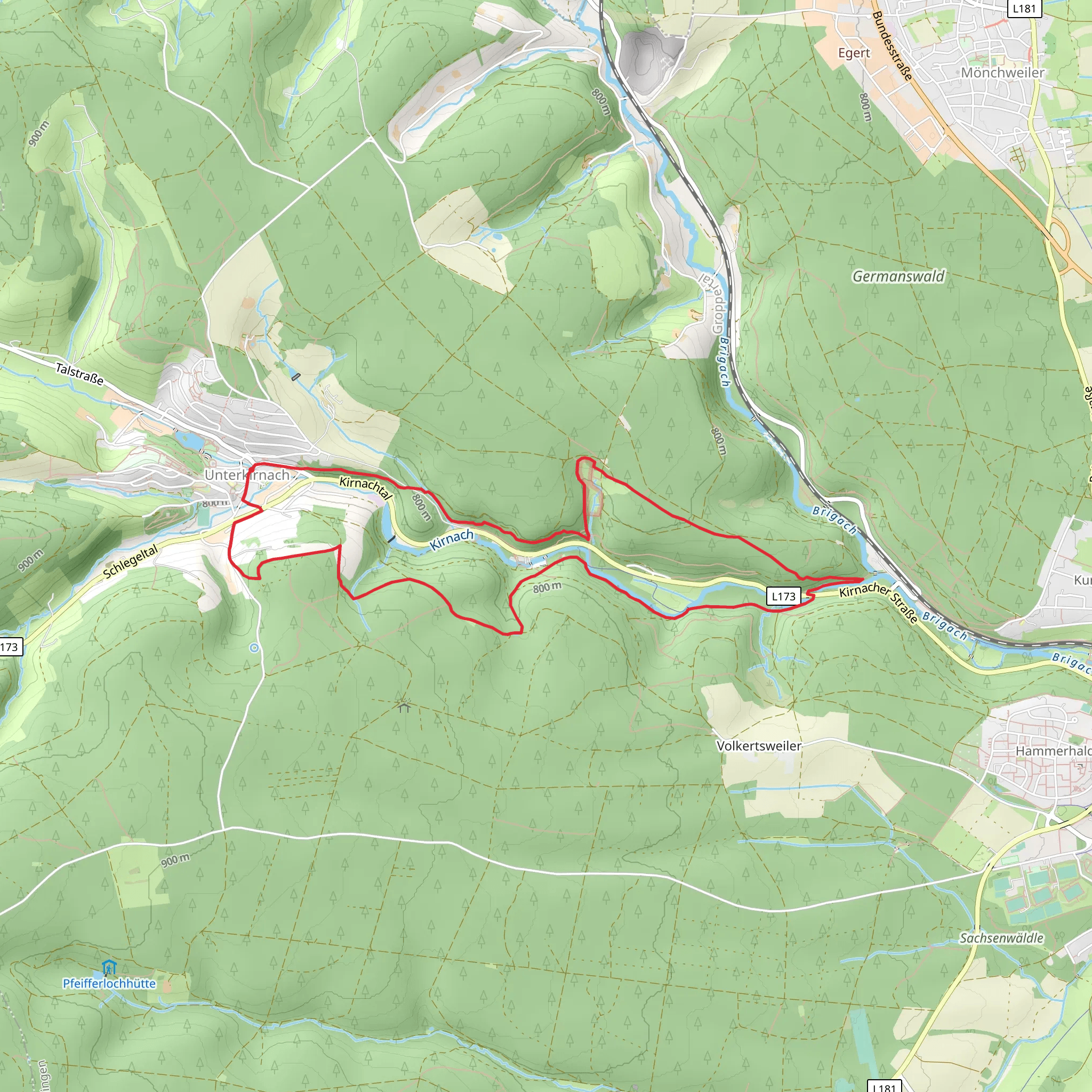 Ruine Kirnegg, Klosterfriedhof Maria Tann and River Kirnach Loop mobile static map