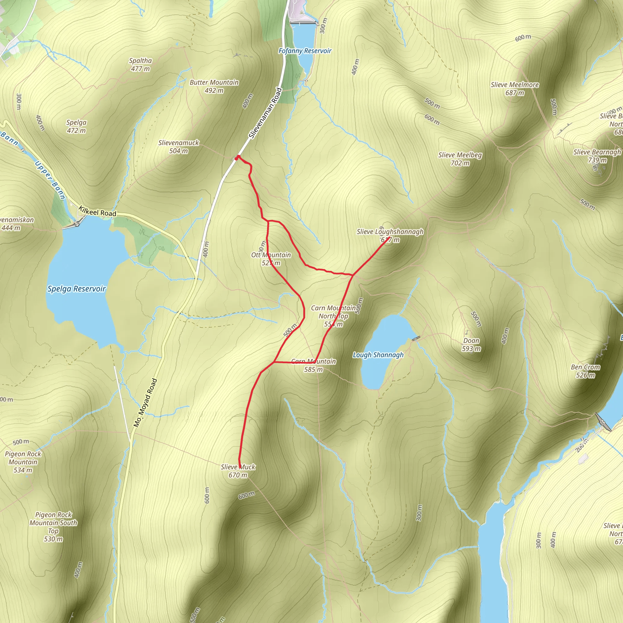 Slieve Loughshannagh - Slieve Muck Loop mobile static map