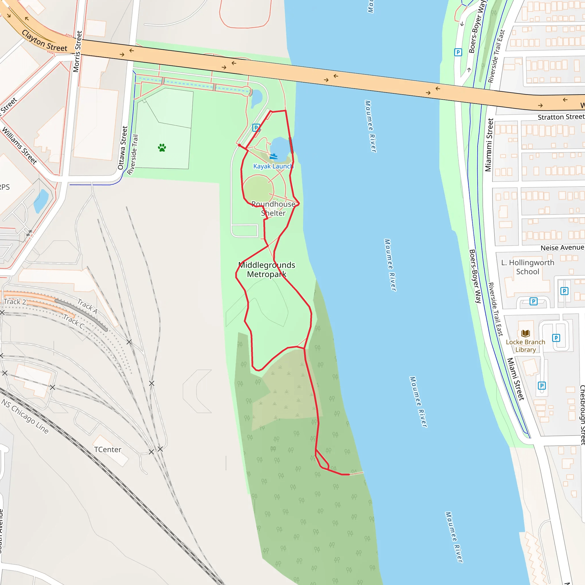Middlegrounds Metropark Loop mobile static map