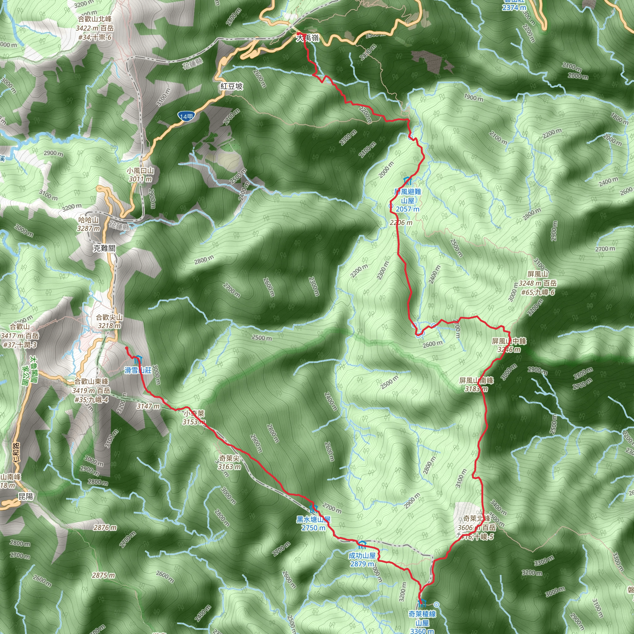 Qilai Shan North Peak mobile static map