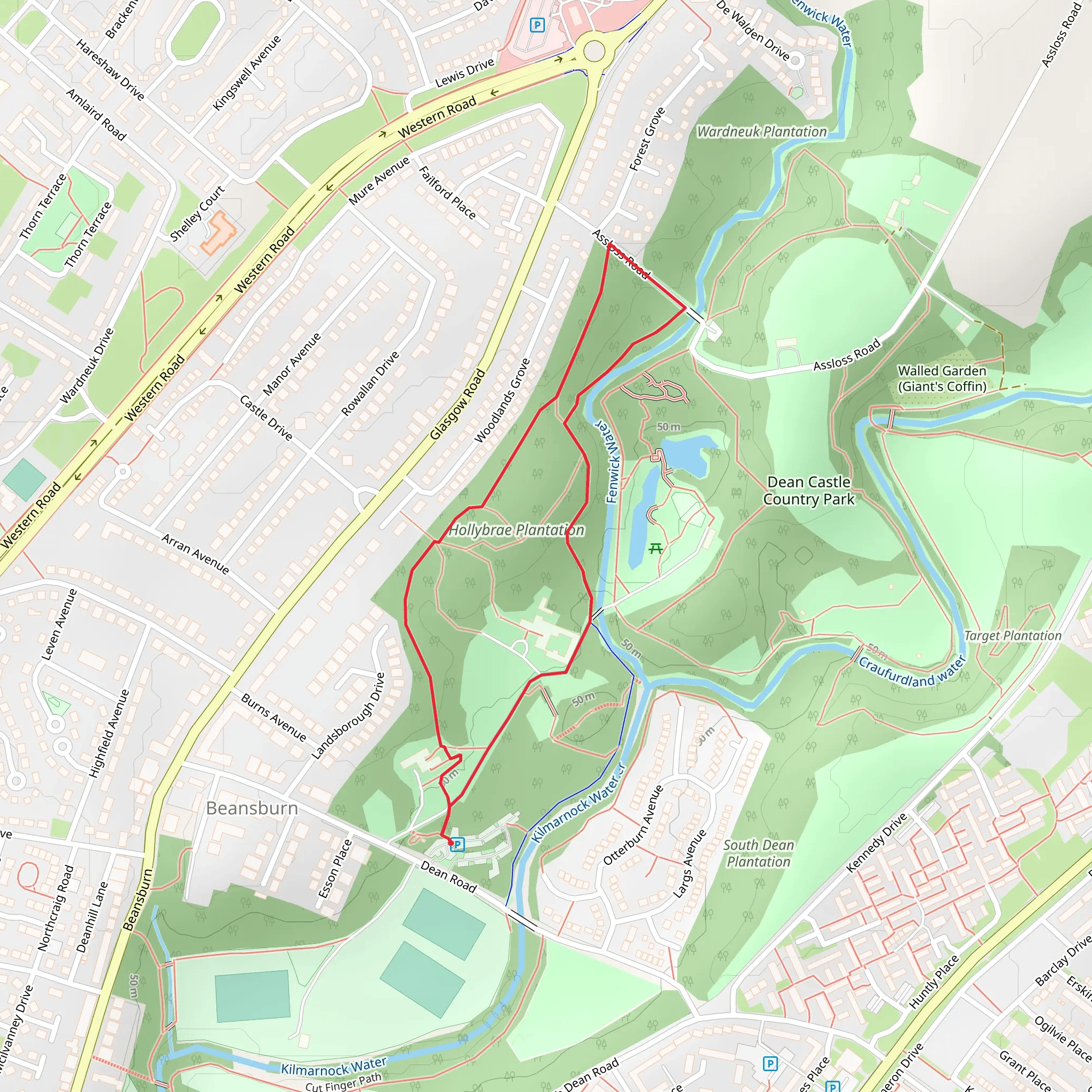 Dean Castle Country Park Walk mobile static map