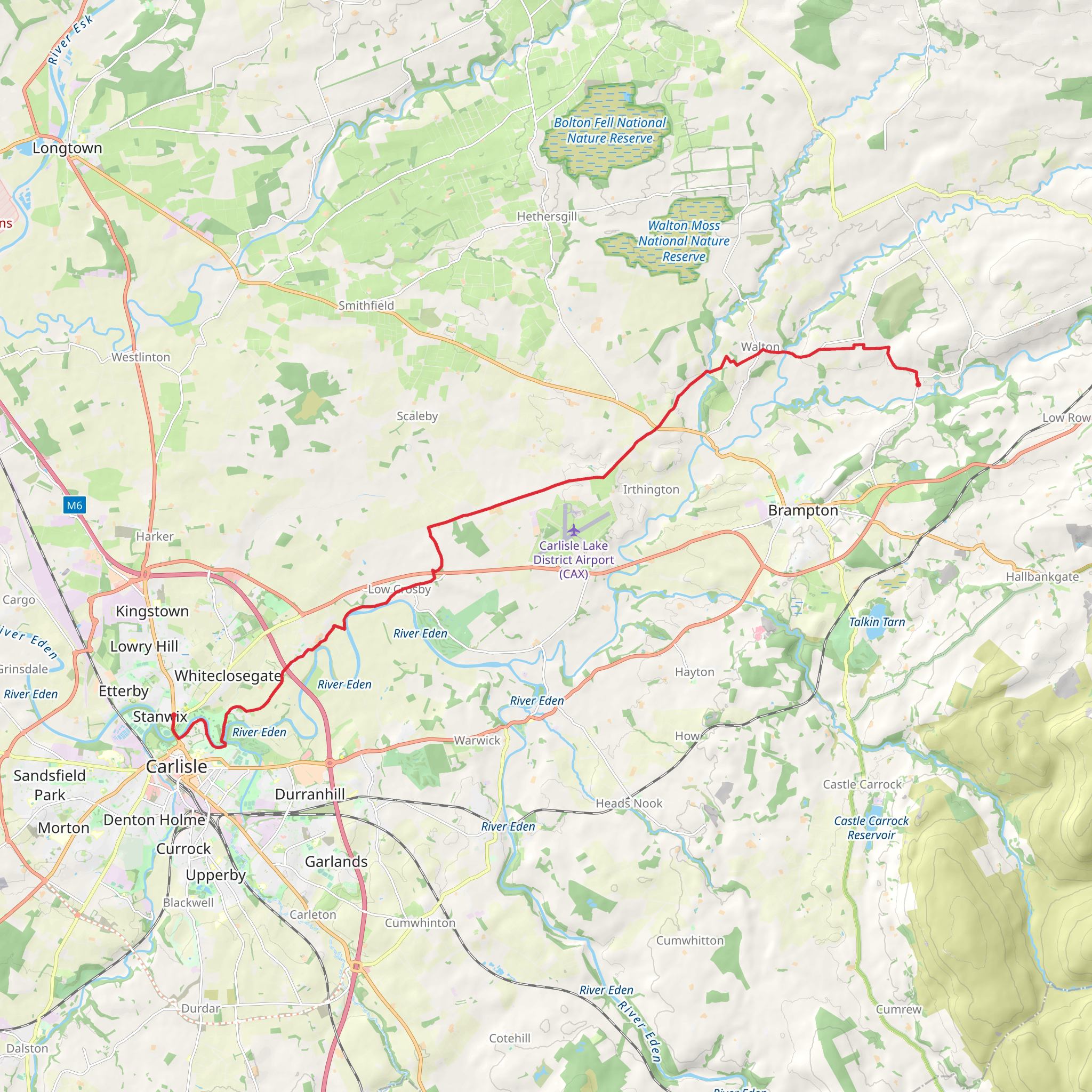 Lanercost to Edentown Walk mobile static map