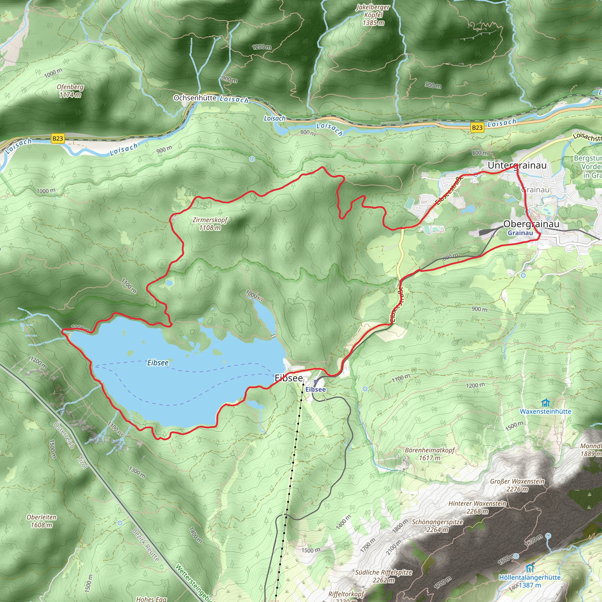 Grainau and Eibsee Loop mobile static map