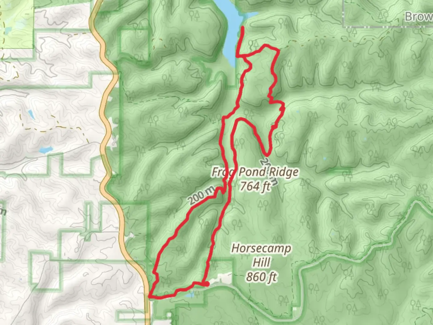 An image depicting the trail Cope Hollow and Patton Cave Loop Trail and its surrounding area.