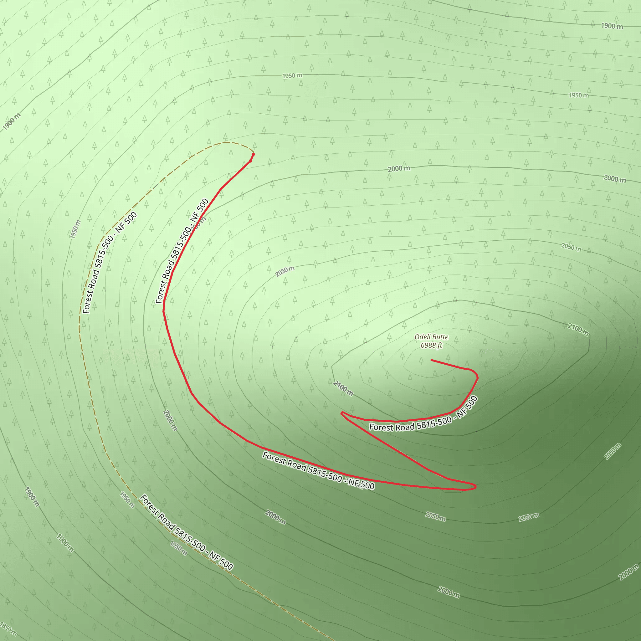 Odell Butte Out and Back mobile static map
