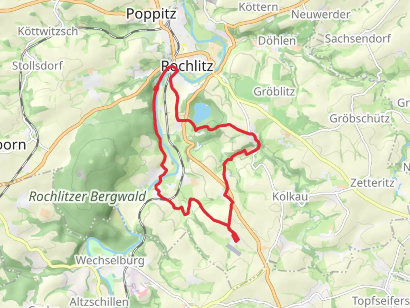 An image depicting the trail Zwickauer Mulde via Erlebnistour Seelitz and its surrounding area.