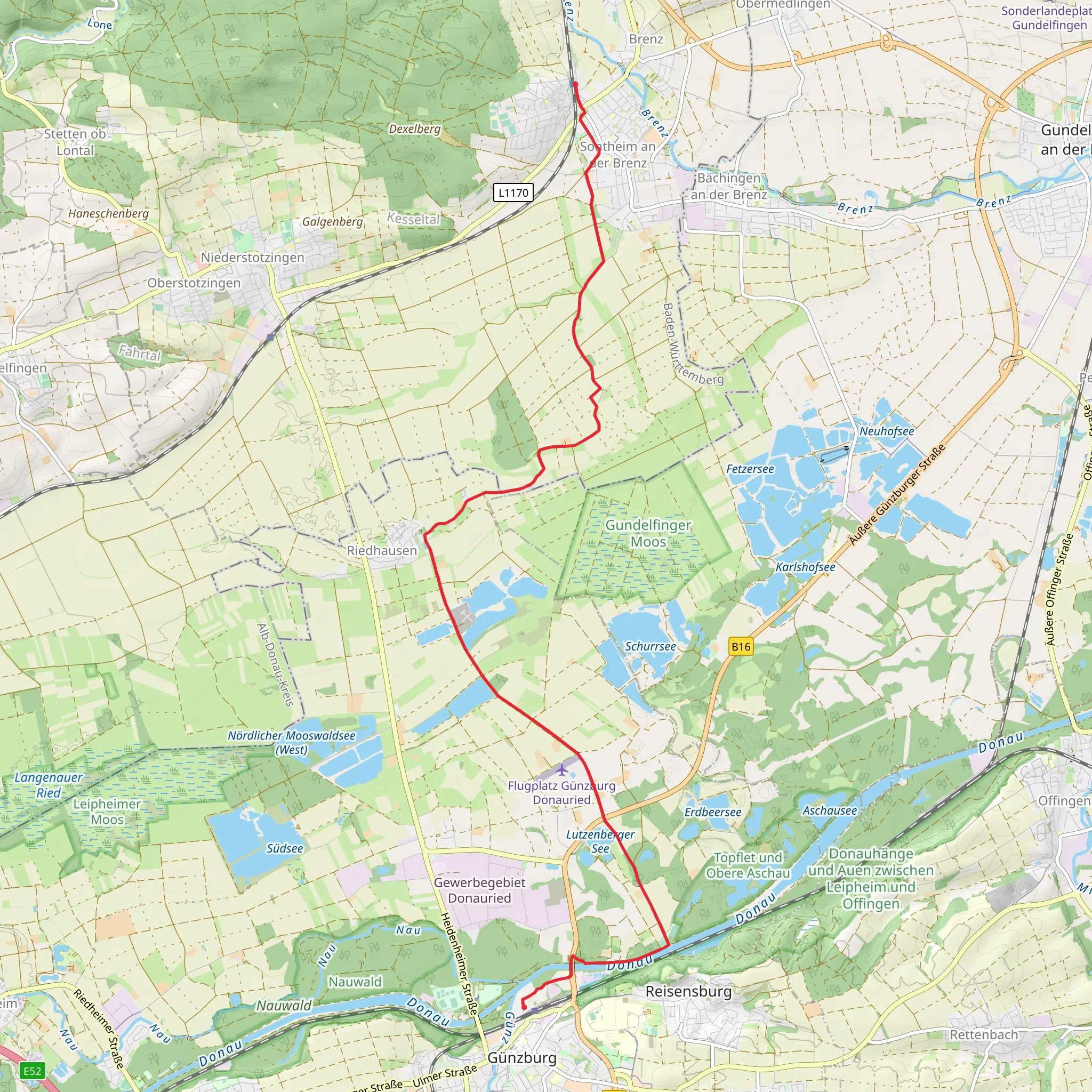 Sontheim to Gunzburg Walk mobile static map