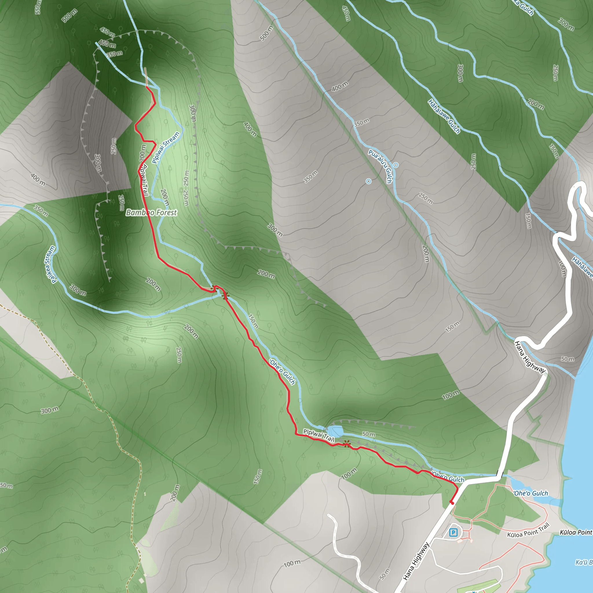 Waimoku Falls via Pipiwai Trail mobile static map