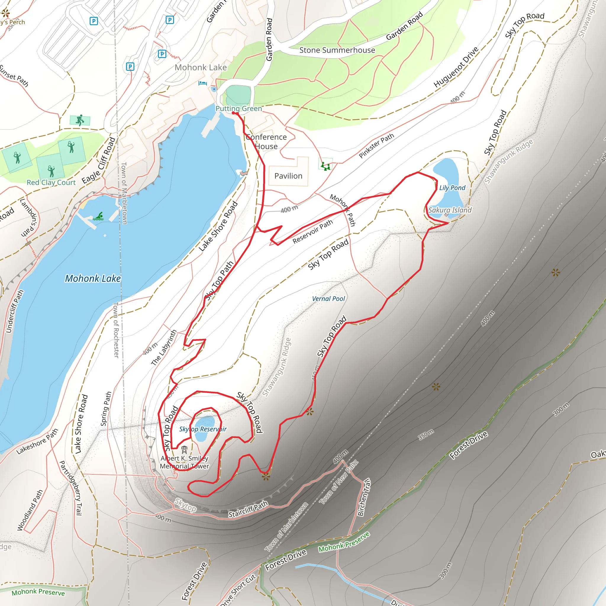 Skytop Reservoir Loop mobile static map