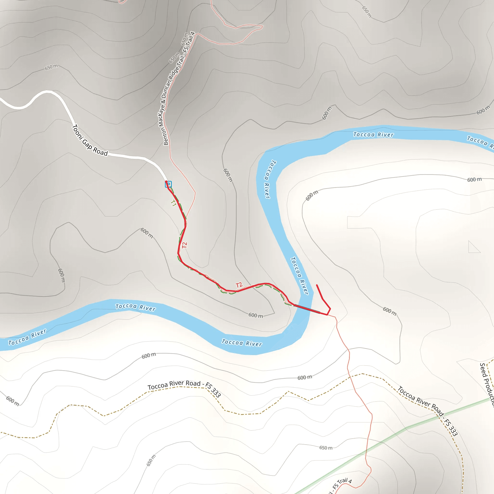Toccoa River via Benton MacKaye Trail mobile static map