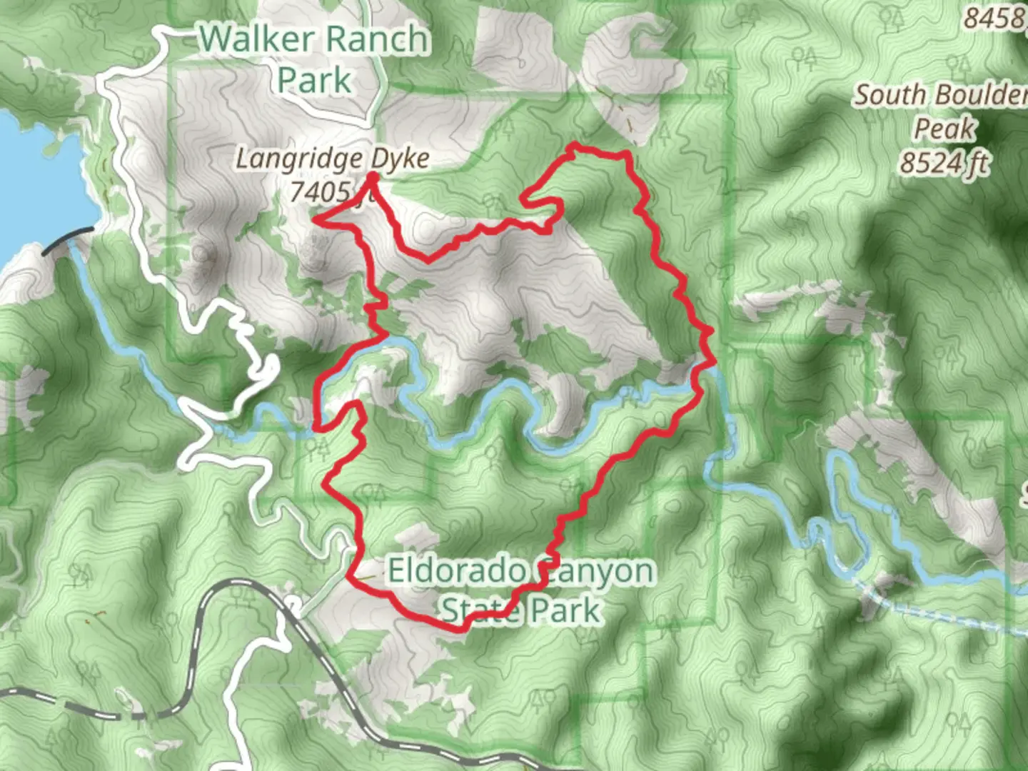 An image depicting the trail Walker Ranch Loop - Eldorado Canyon State Park and its surrounding area.