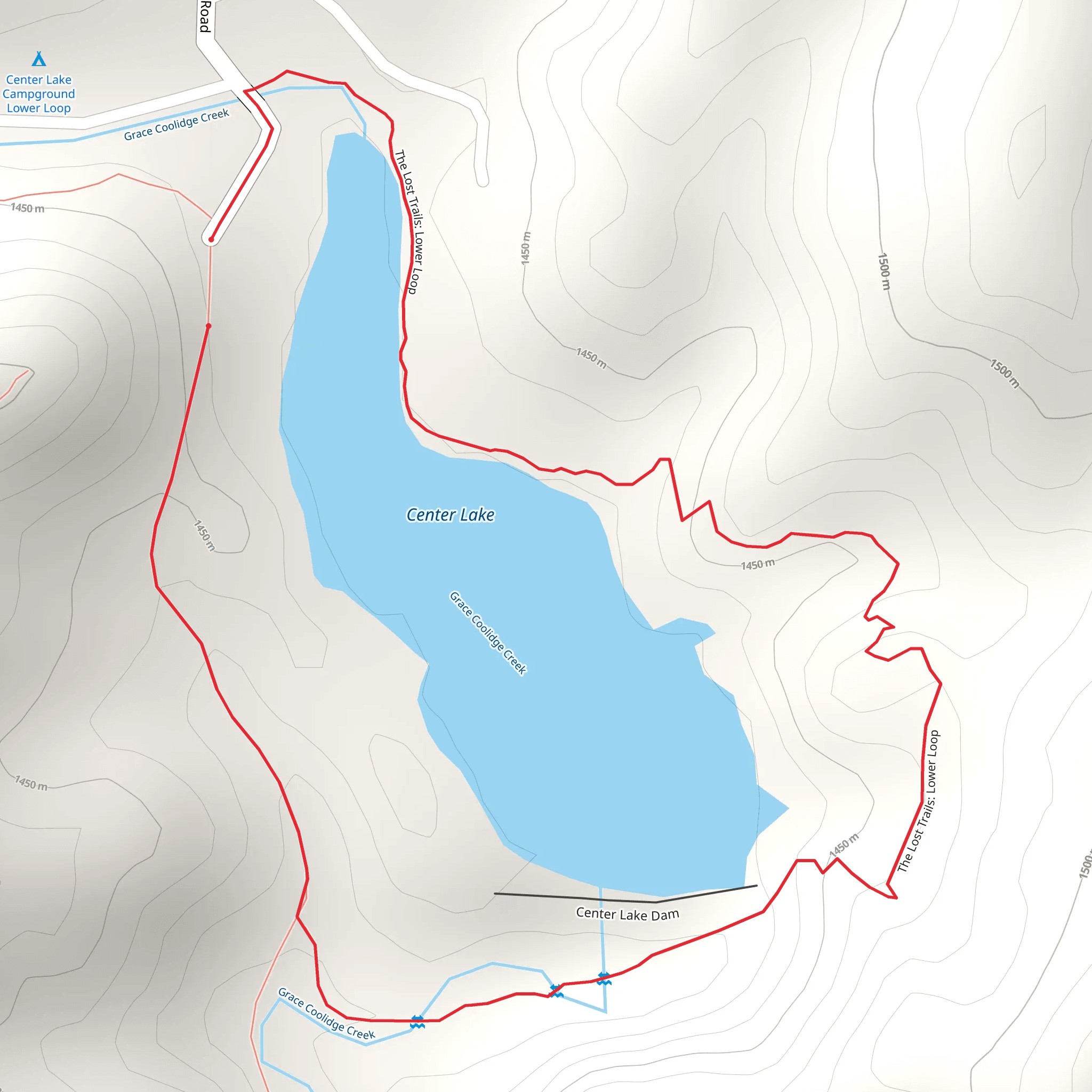 Center Lake via The Lost Trails - Lower and Grace Coolidge Creek Loop mobile static map