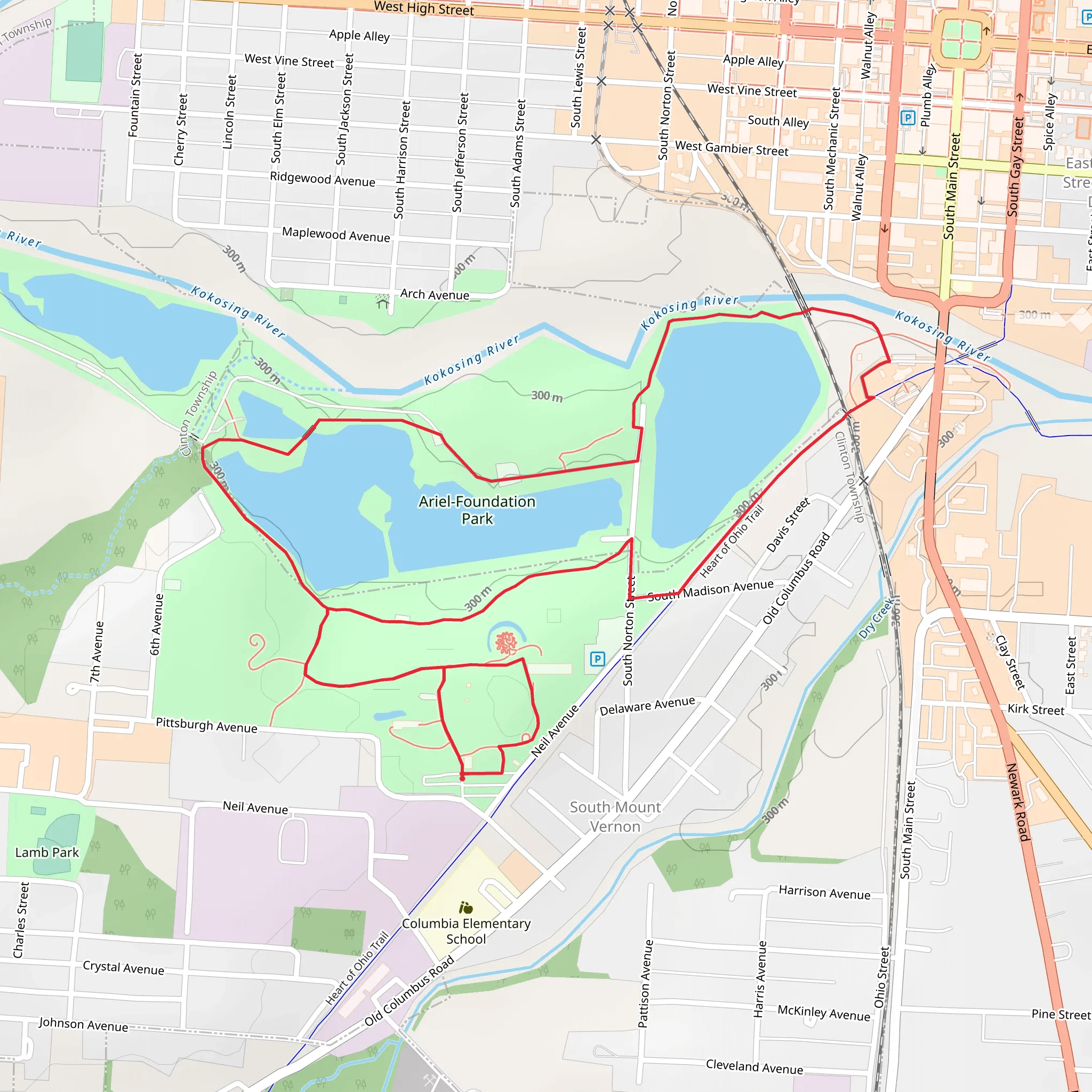 Ariel Foundation Park and Kokosing River Loop mobile static map
