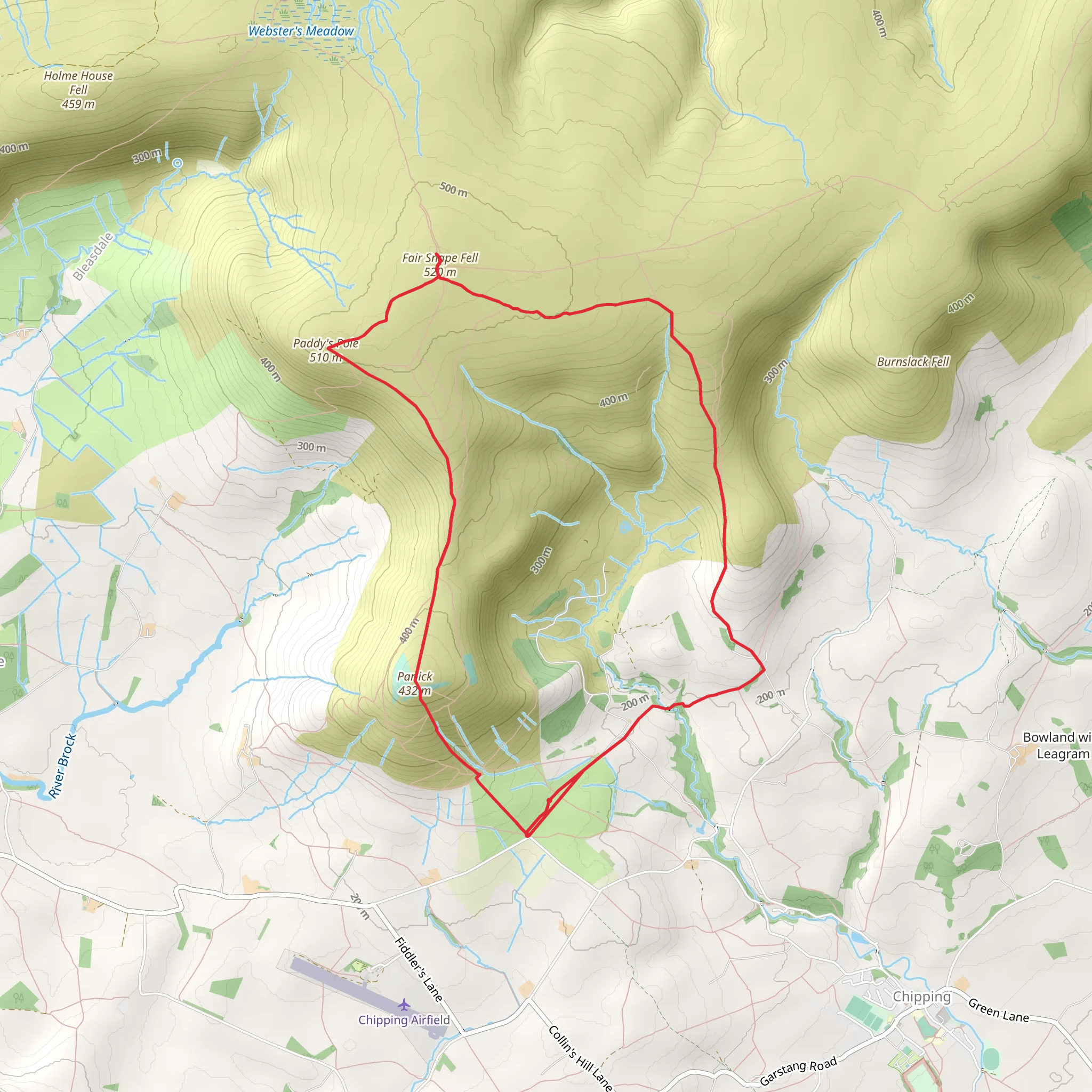 Fair Snape Fell and Paddy's Pole Loop mobile static map