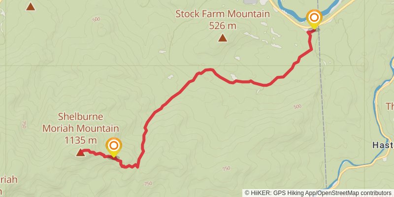 Shelburne Moriah Mountain via Shelburne and Kenduskeag Trail stage 2 Map