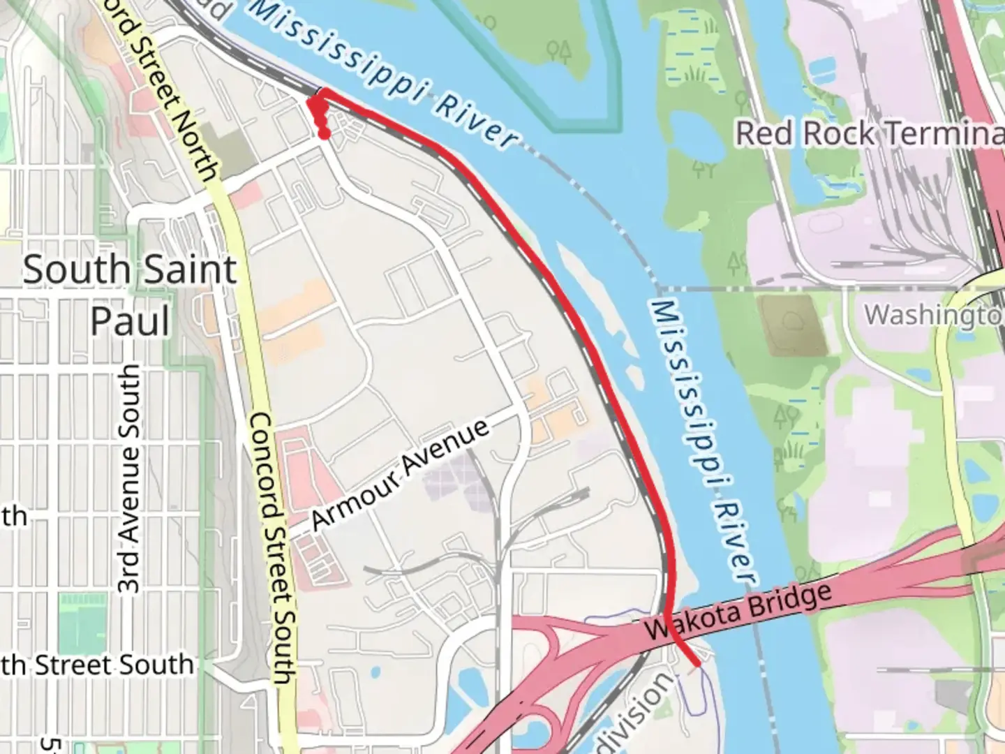 An image depicting the trail Wildflower Levee Park via Mississippi River Trail and its surrounding area.