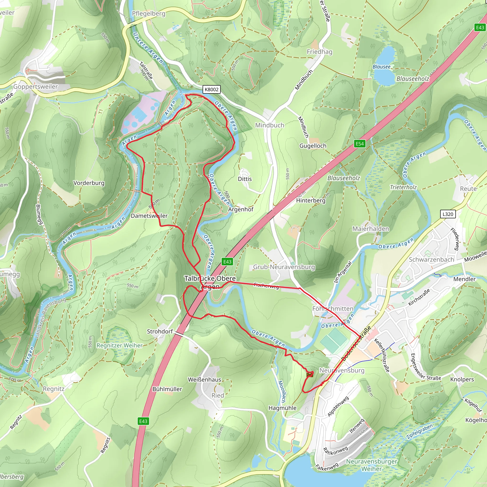 Burgruine Neuravensburg and Pflegelberg Loop mobile static map