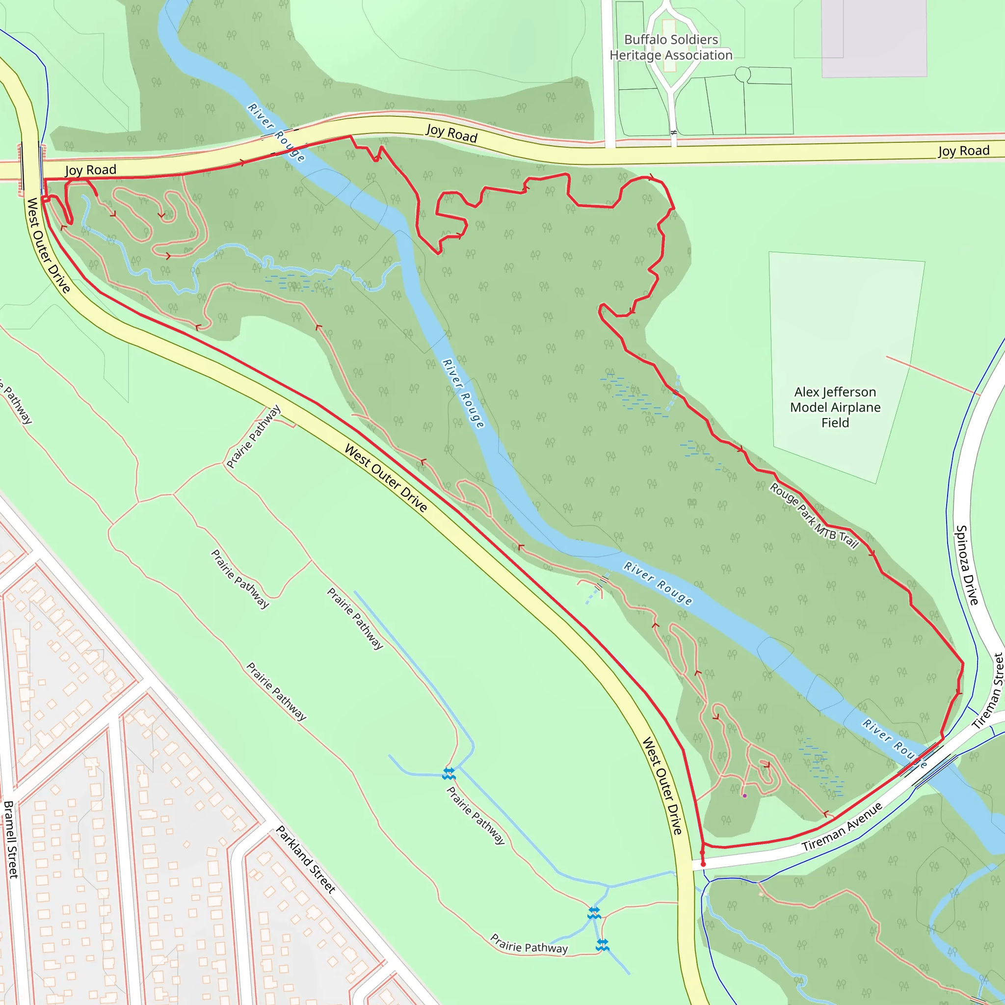 Rouge Park Loop Trail mobile static map