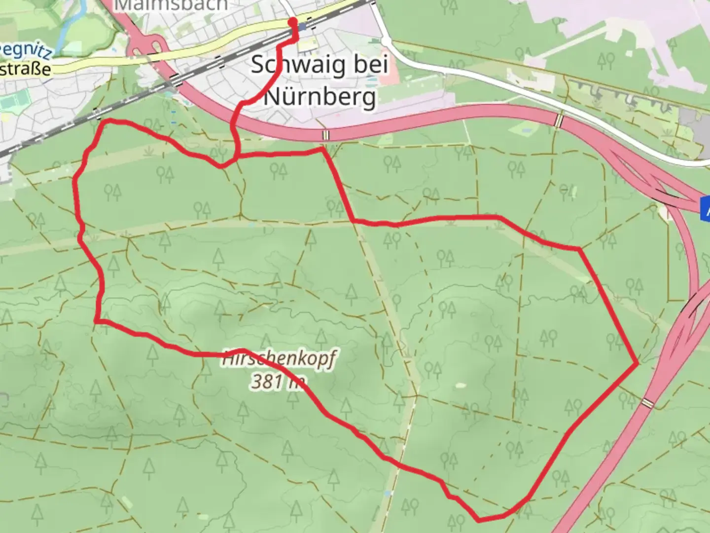 An image depicting the trail Hirschenkopf Trail and its surrounding area.