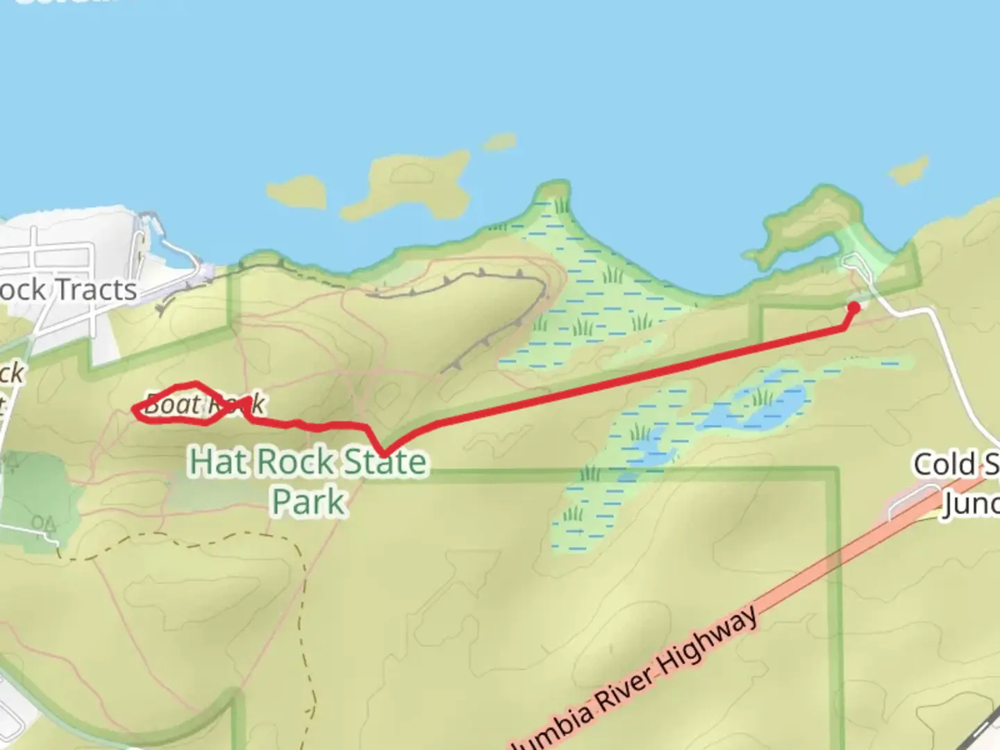 An image depicting the trail Boat Rock Loop via Lewis and Clark Commemorative Trail and its surrounding area.