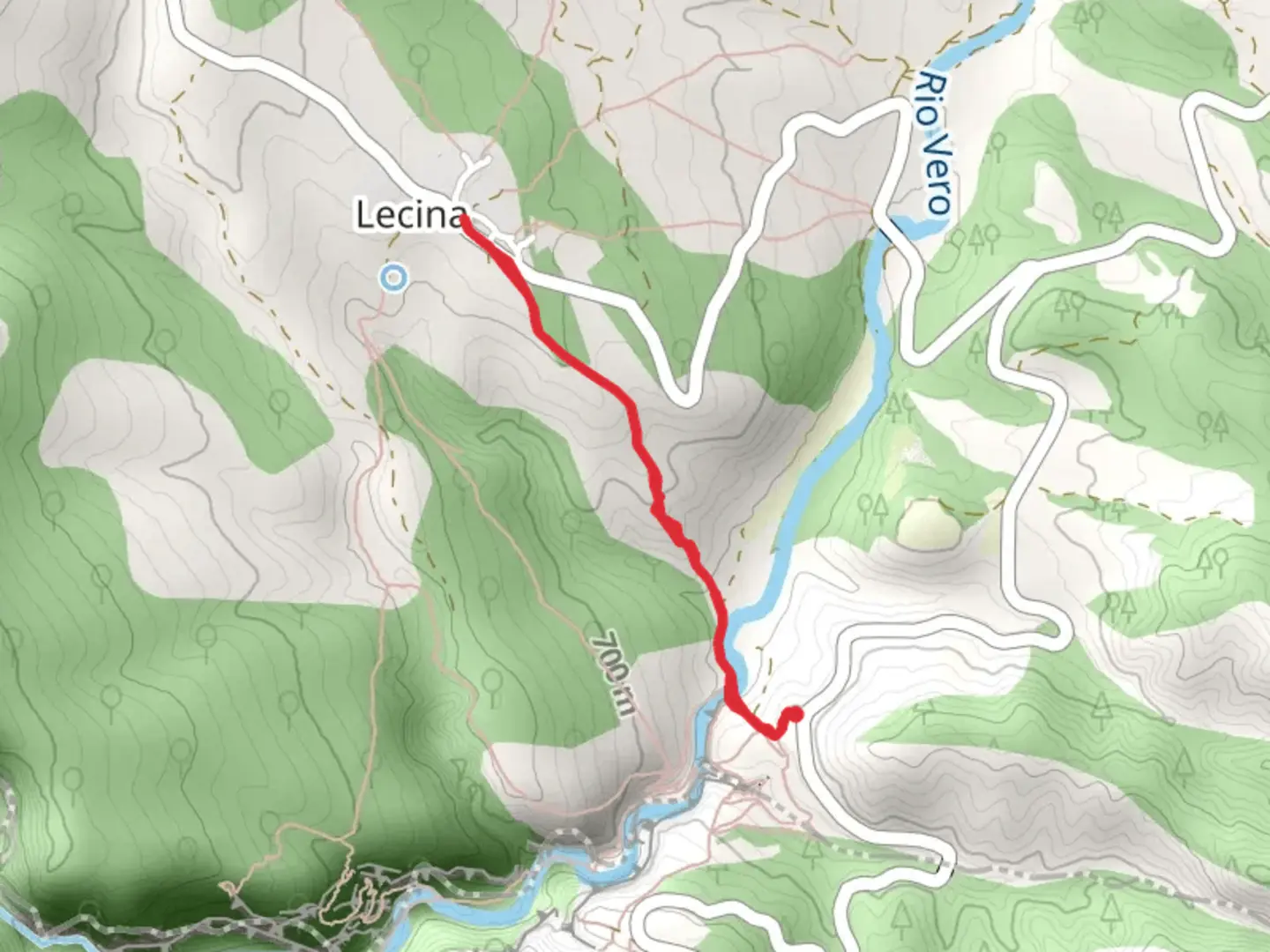 An image depicting the trail Lecina - Source of Lecina PR HU 057-b and its surrounding area.